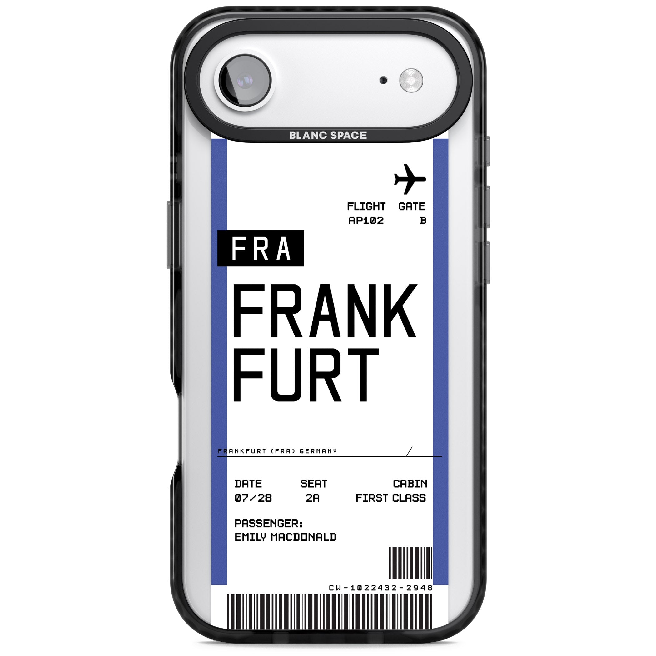 Personalised Frankfurt Boarding Pass iPhone 17 Air Impact Black Phone Case