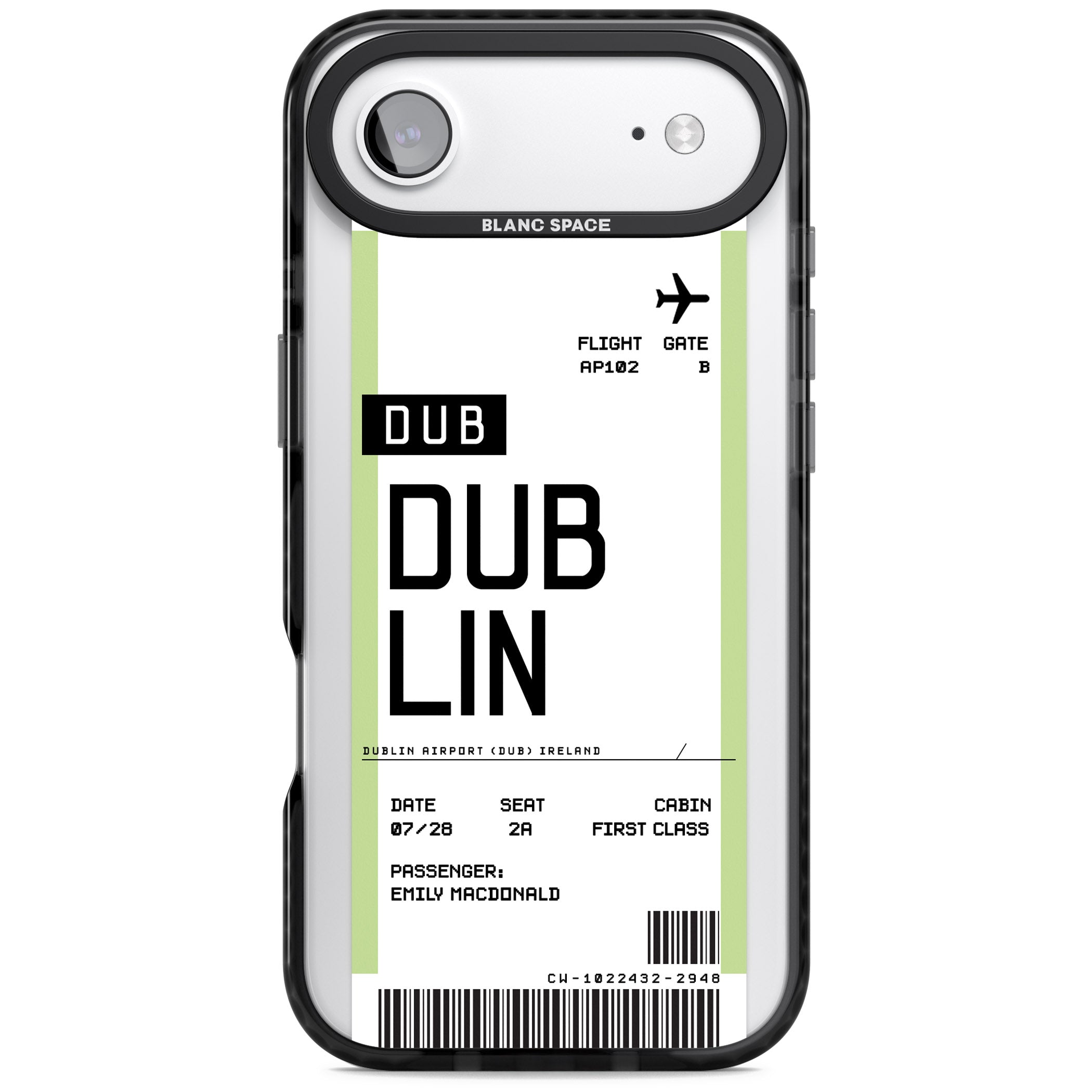 Personalised Dublin Boarding Pass iPhone 17 Air Impact Black Phone Case
