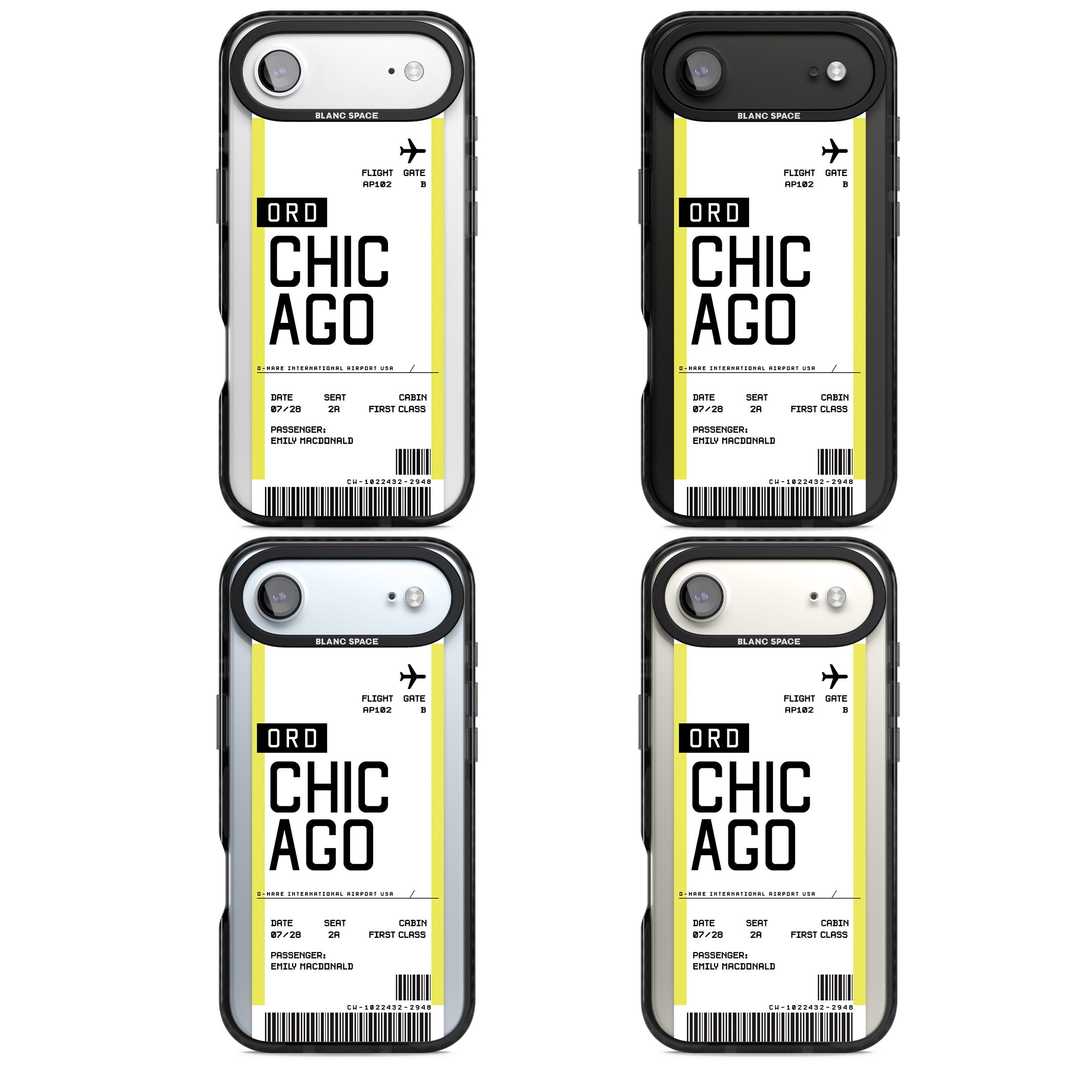 Personalised Chicago Boarding Pass iPhone 17 Air Impact Black Phone Case APT Impact Protection