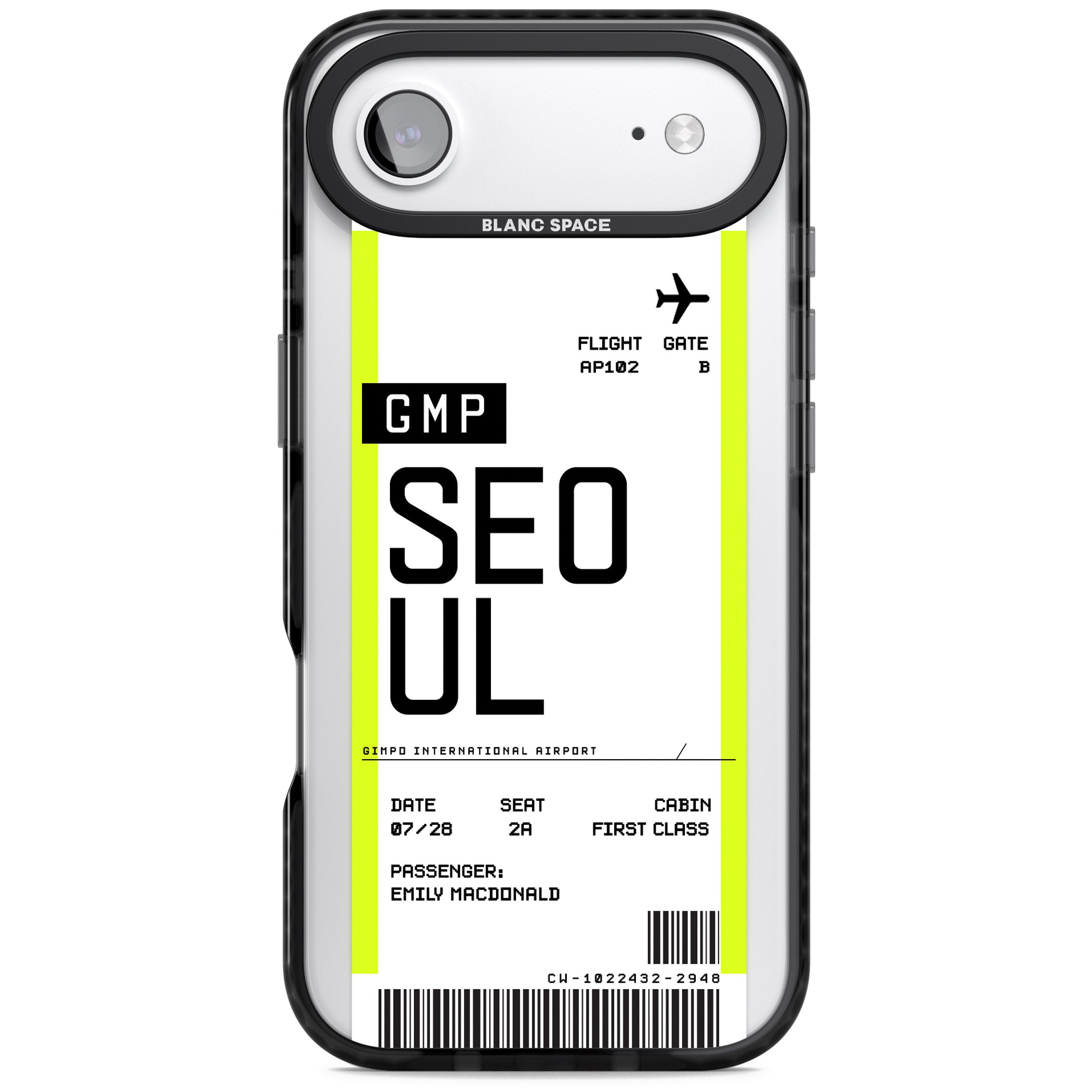 Personalised Seoul Boarding Pass iPhone 17 Air Impact Black Phone Case