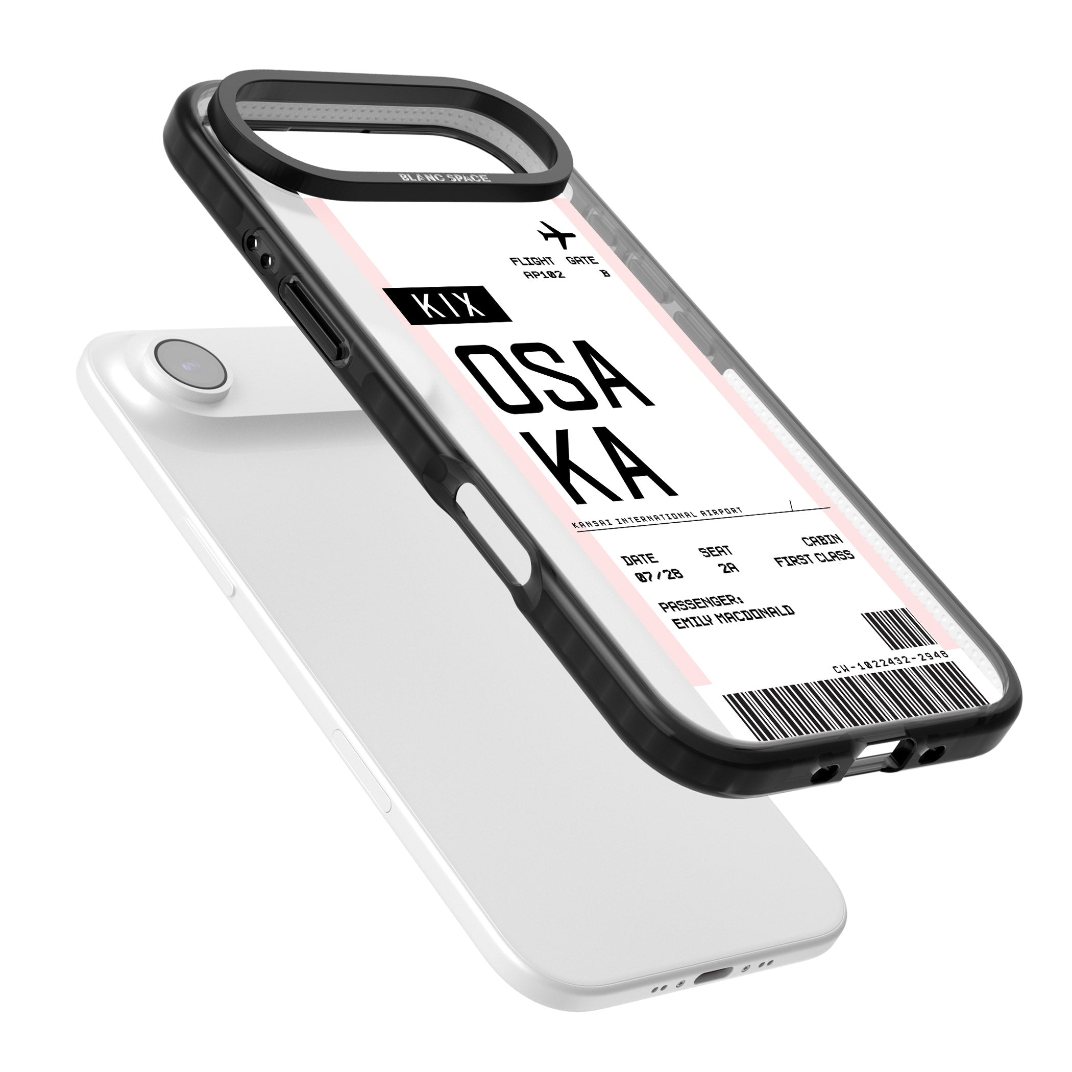 Personalised Osaka Boarding Pass iPhone 17 Air Impact Black Phone Case Colours