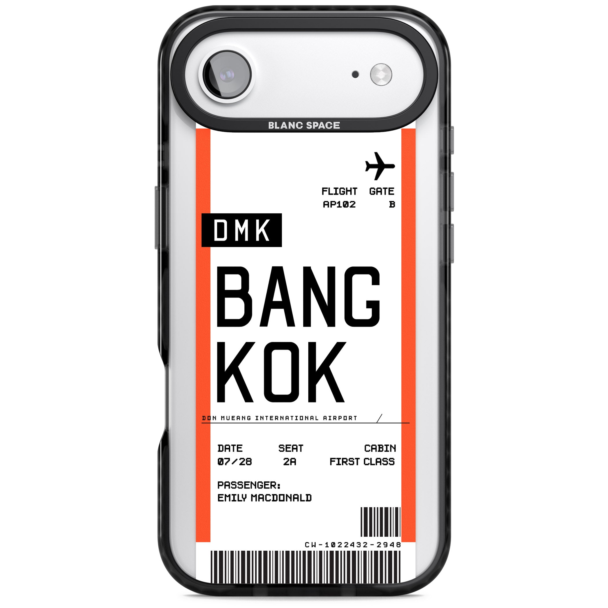 Personalised Bangkok Boarding Pass iPhone 17 Air Impact Black Phone Case