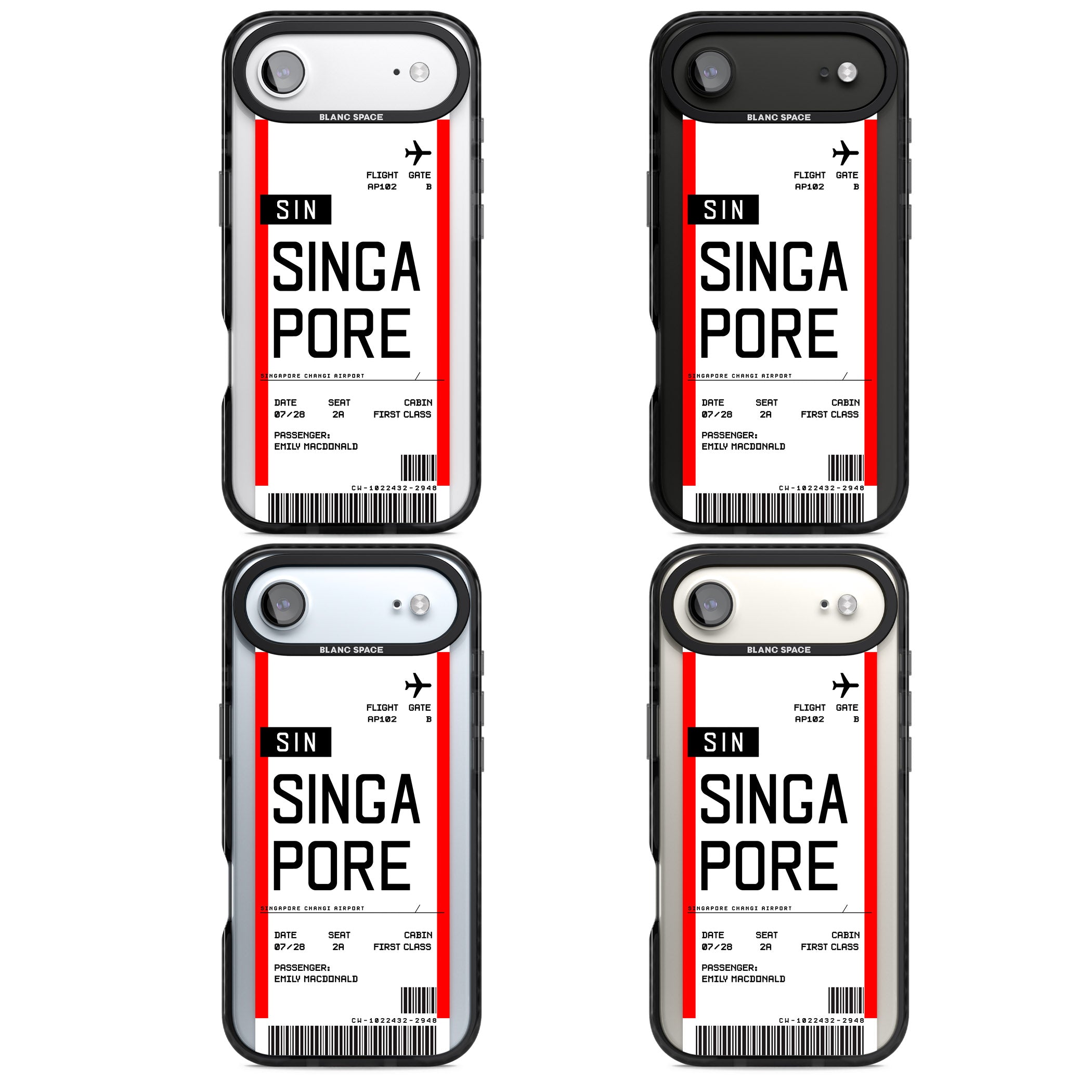 Personalised Singapore Boarding Pass iPhone 17 Air Impact Black Phone Case APT Impact Protection