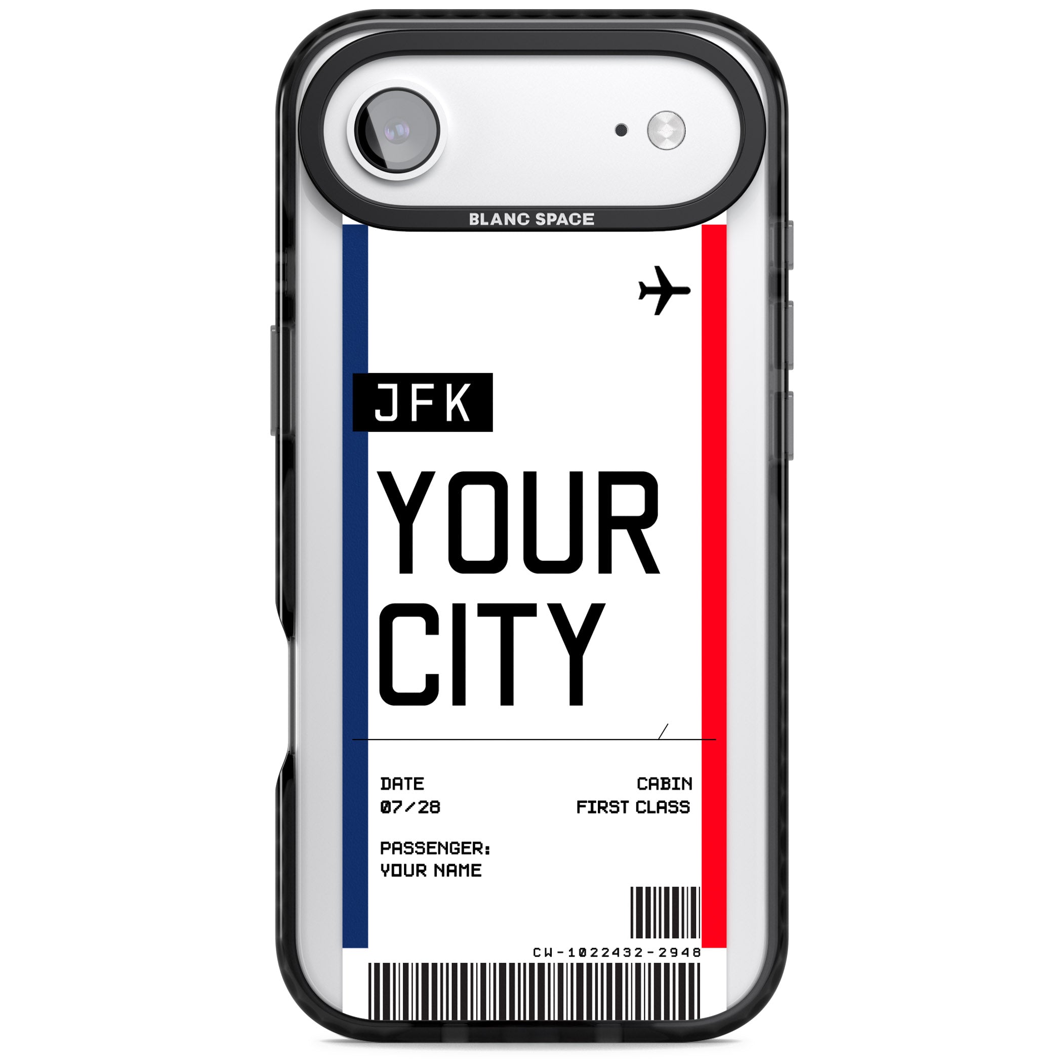 Personalised Create Your Own Boarding Pass Ticket iPhone 17 Air Impact Black Phone Case