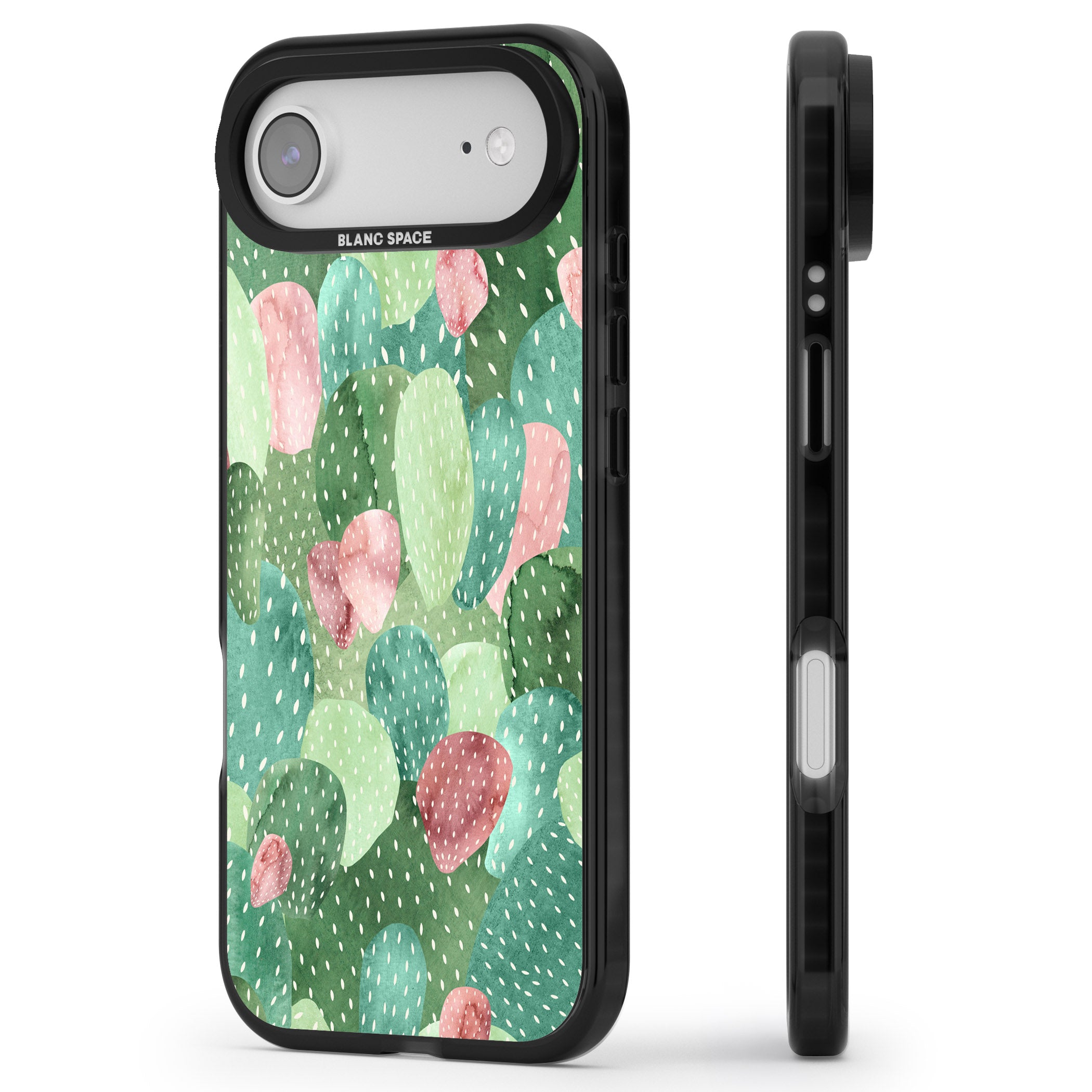 Cactus Charm iPhone 17 Air Impact Black Phone Case Side Profile