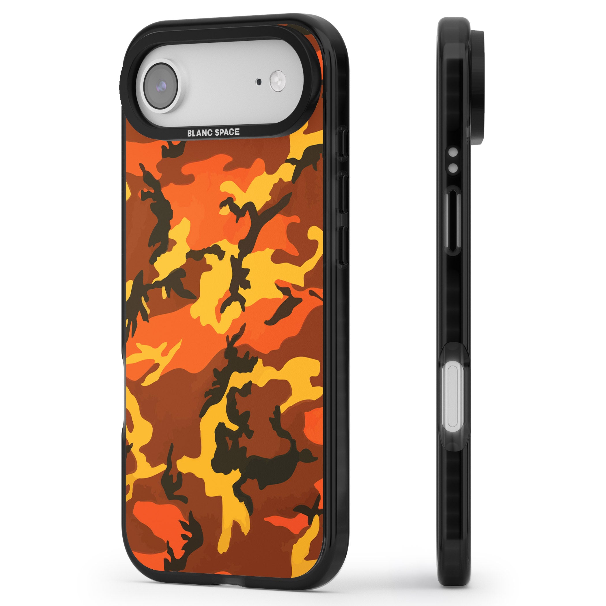 Orange Camo iPhone 17 Air Impact Black Phone Case Side Profile