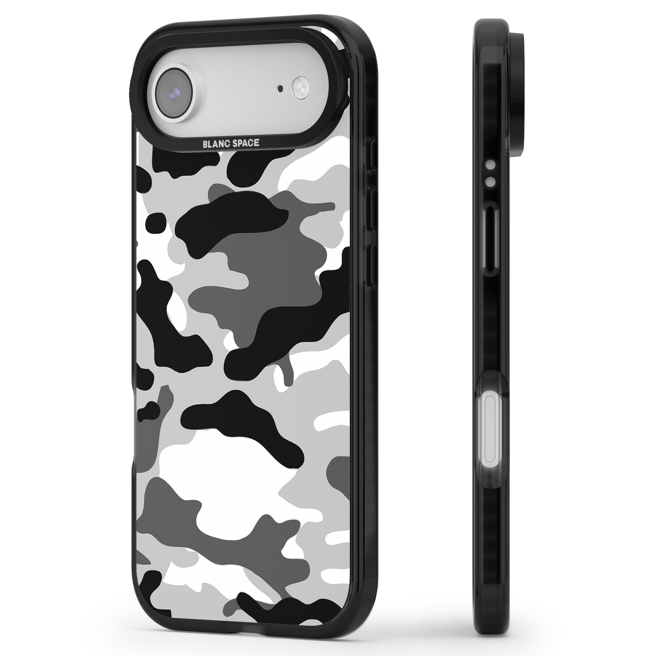 Grey Black Urban Camo iPhone 17 Air Impact Black Phone Case Side Profile