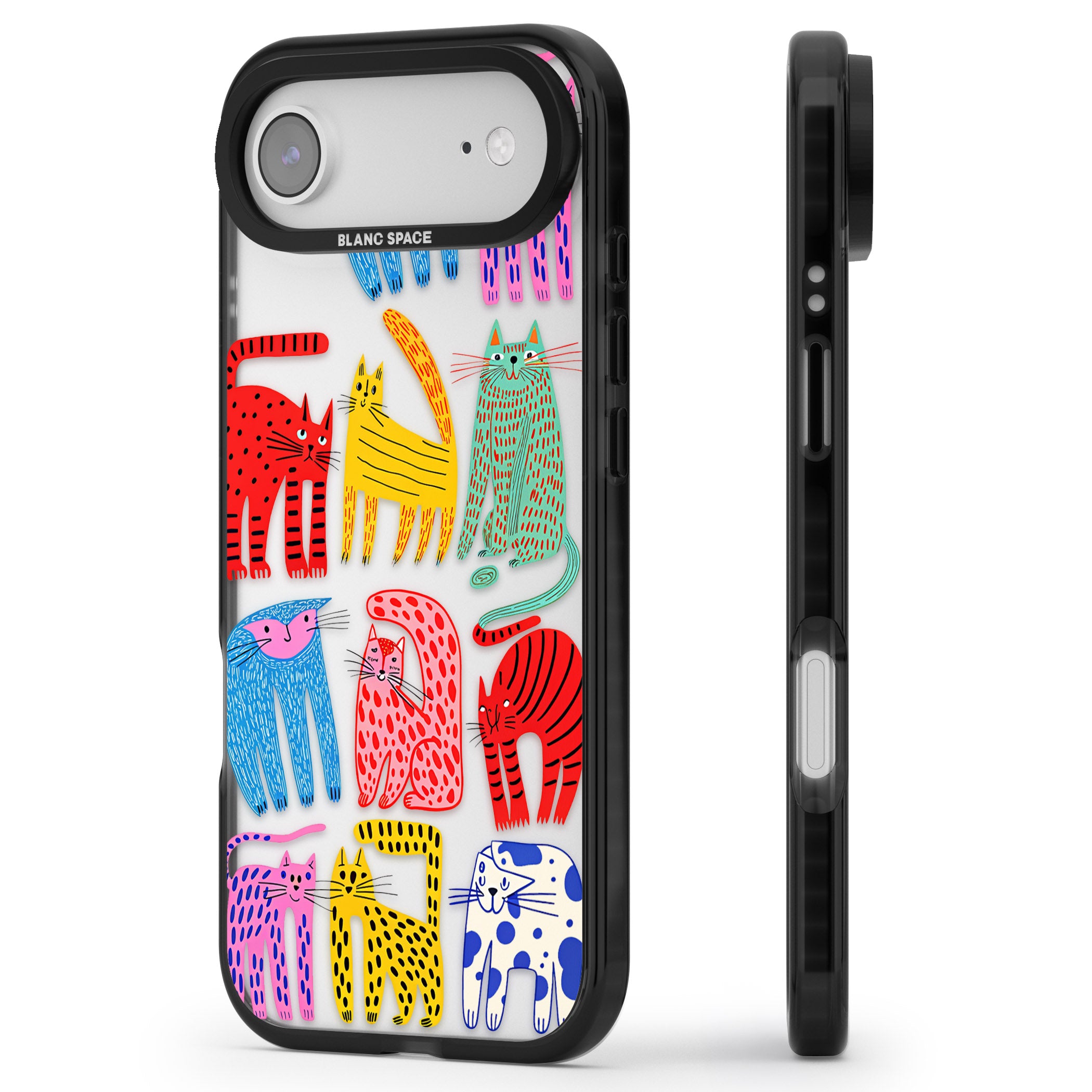 Abstract Colourful Cats iPhone 17 Air Impact Black Phone Case Side Profile