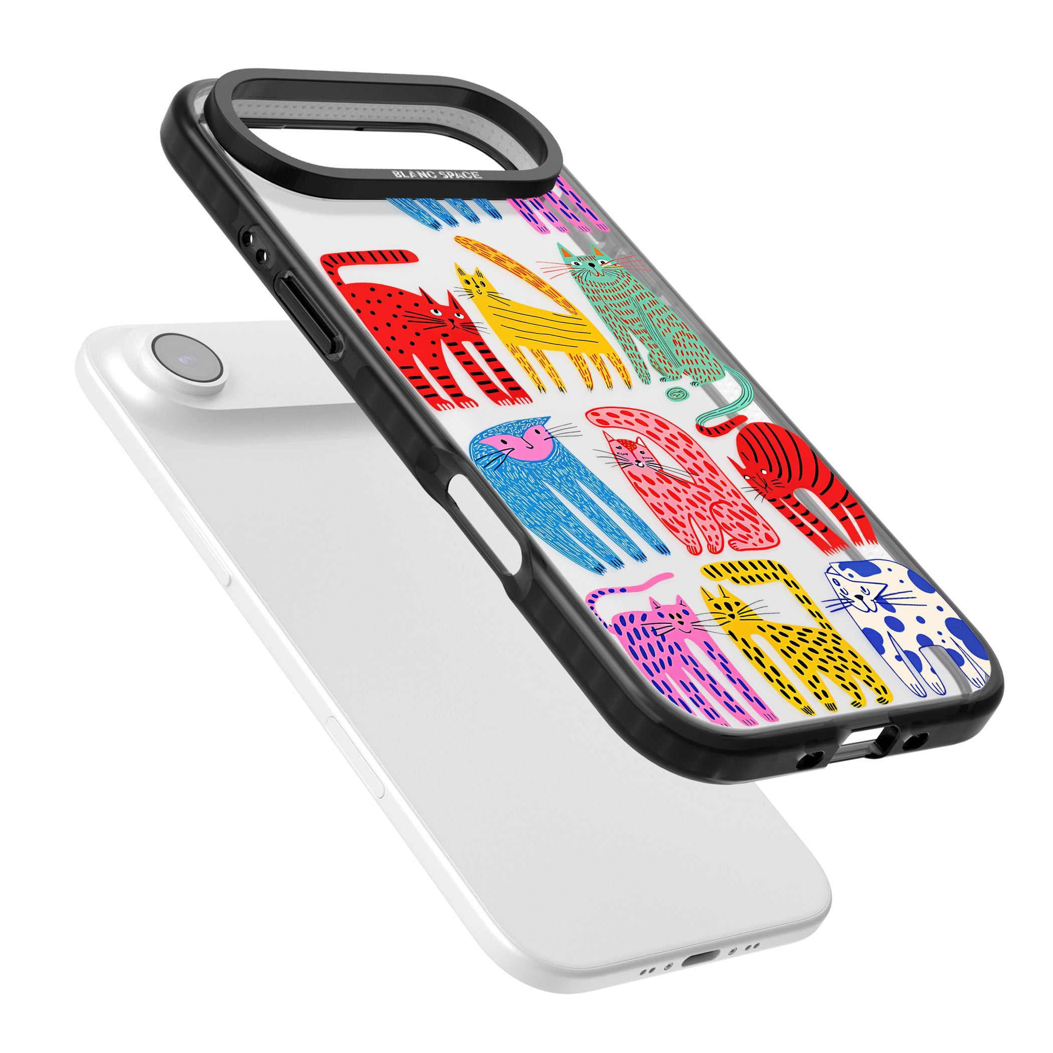 Abstract Colourful Cats iPhone 17 Air Impact Black Phone Case Colours