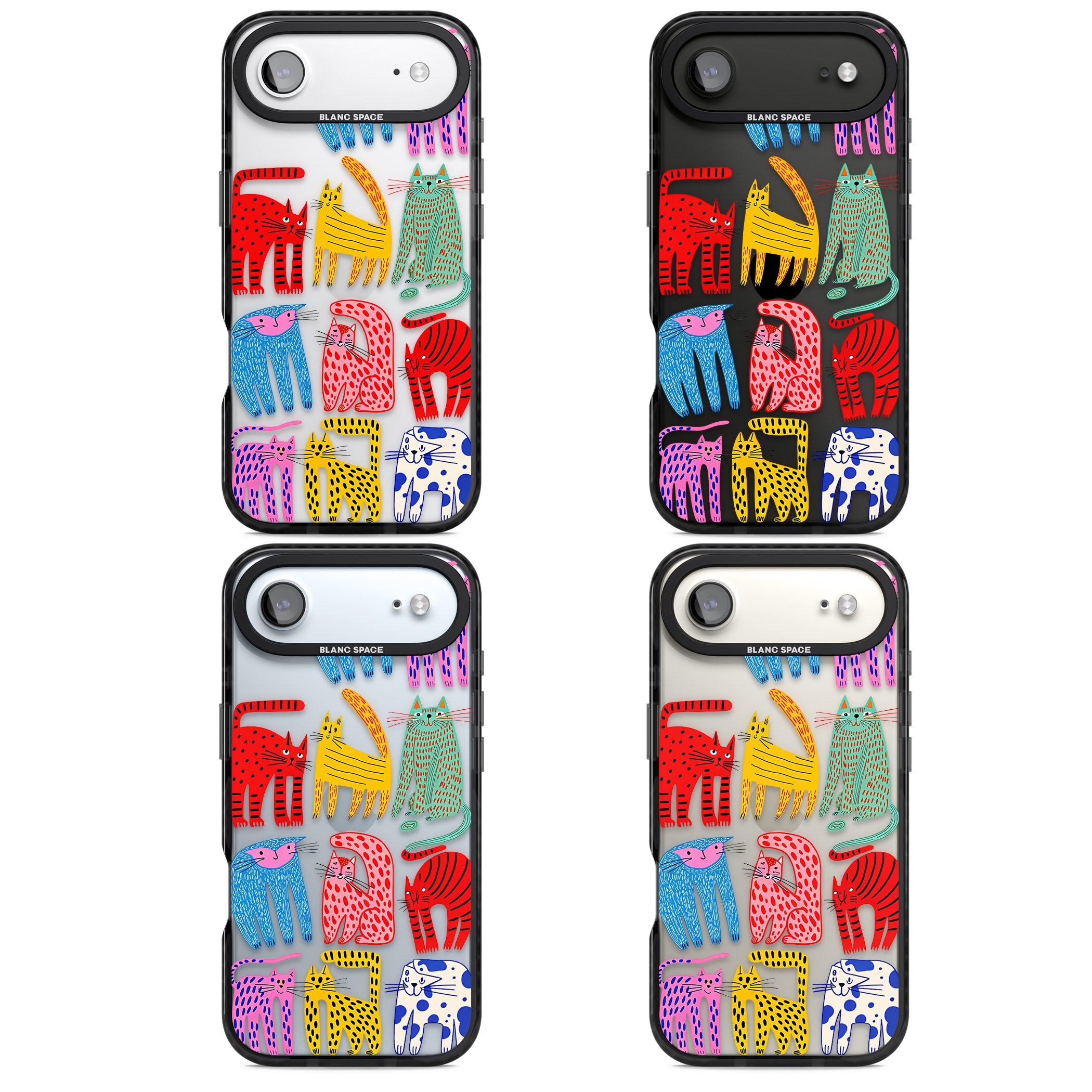 Abstract Colourful Cats iPhone 17 Air Impact Black Phone Case APT Impact Protection