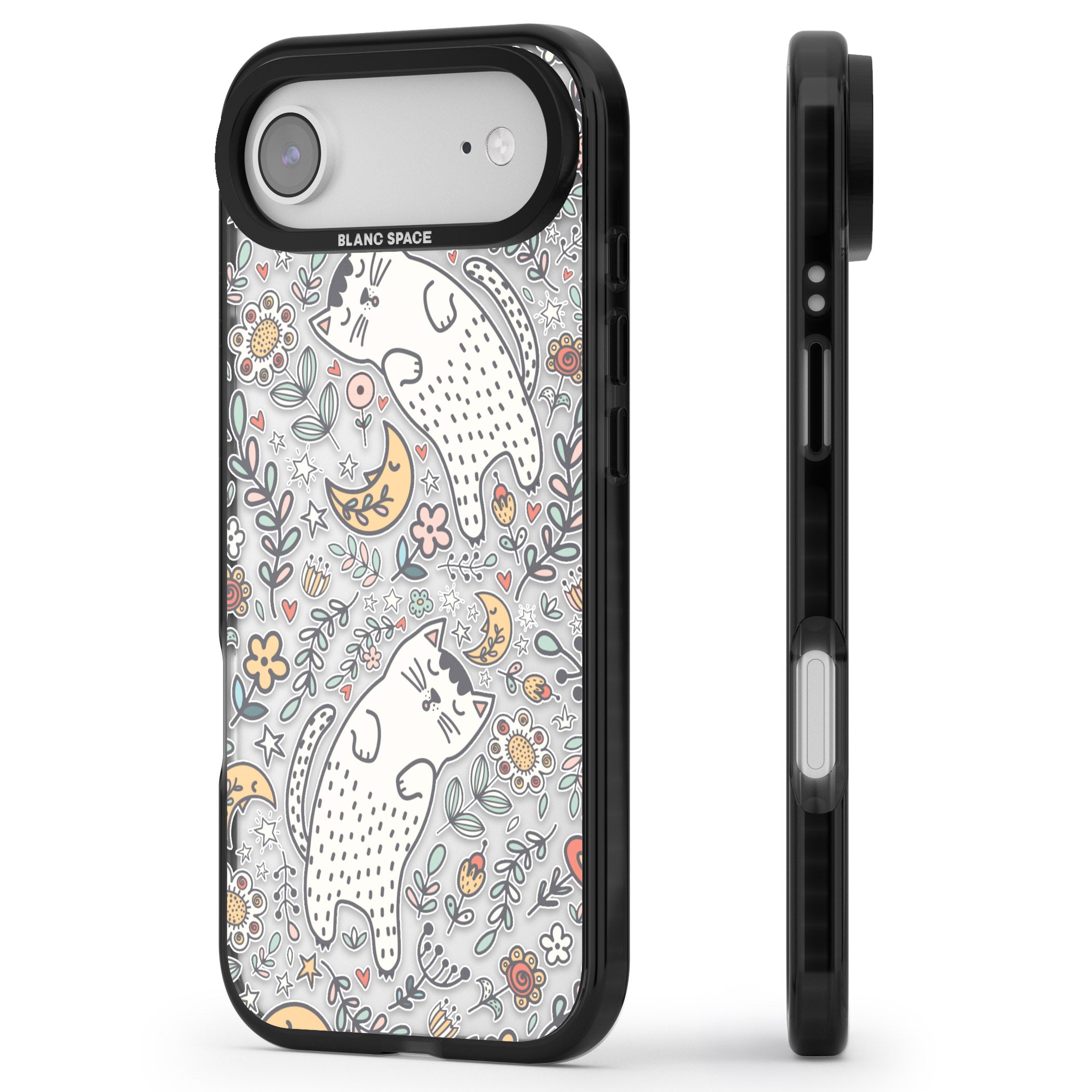 Sleeping Cat Pattern iPhone 17 Air Impact Black Phone Case Side Profile