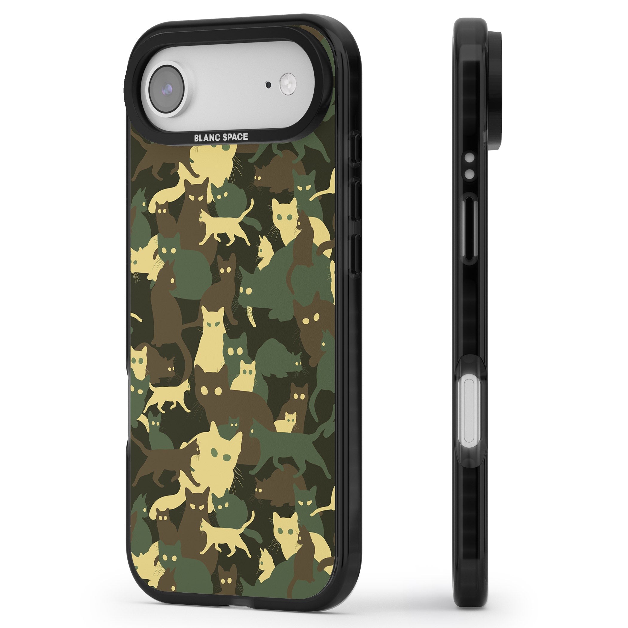 Forest Cat Camo iPhone 17 Air Impact Black Phone Case Side Profile