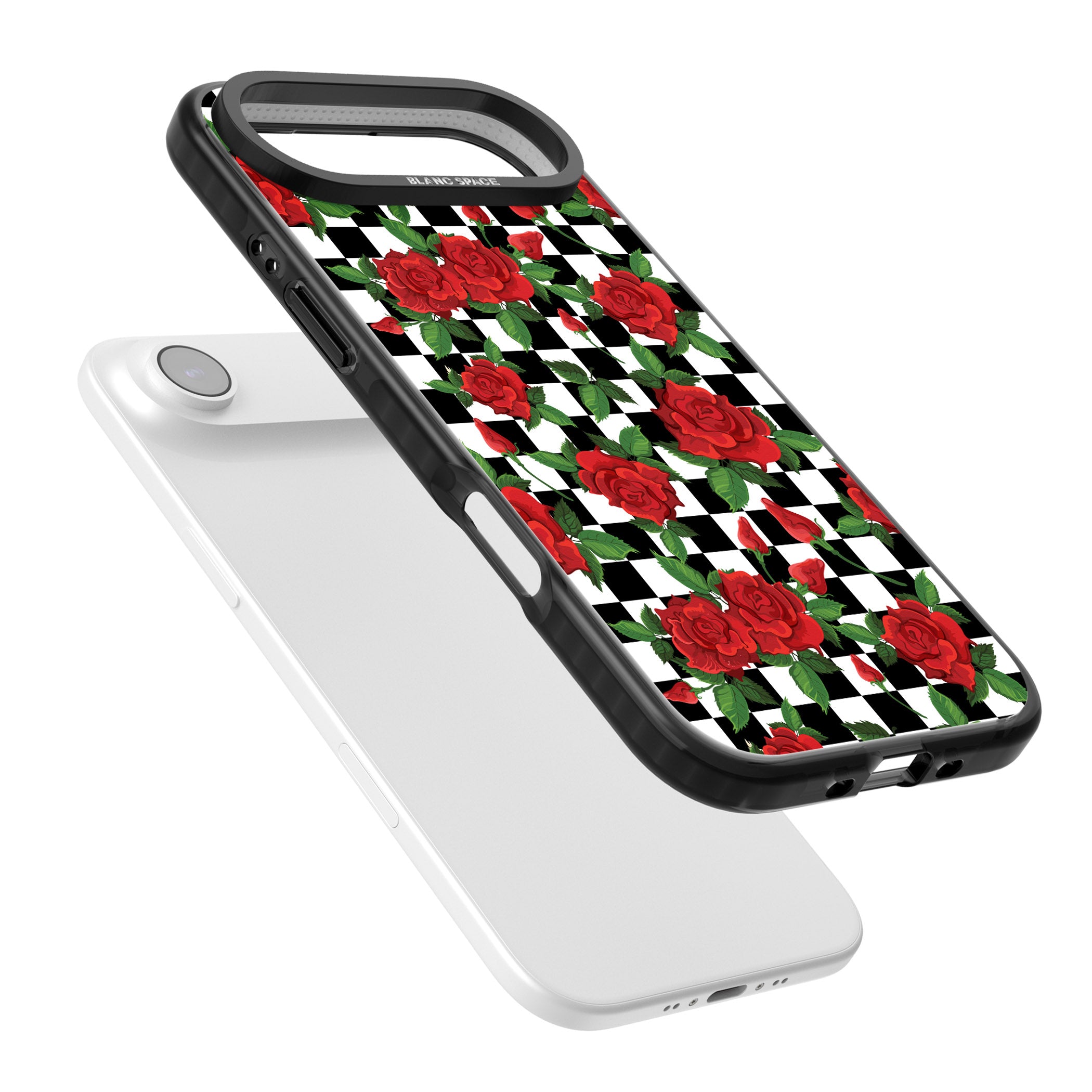 Checkered Roses iPhone 17 Air Impact Black Phone Case Colours