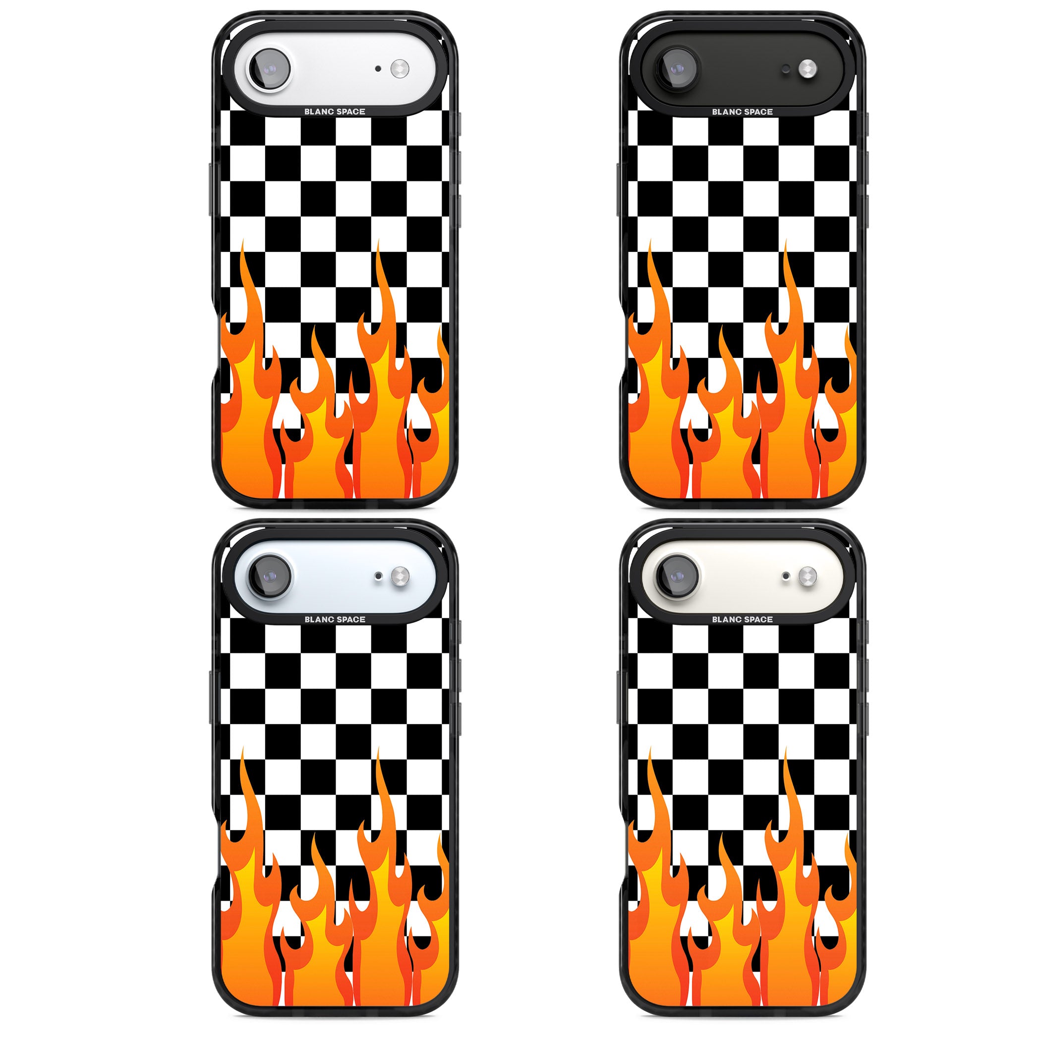 Checkered Fire iPhone 17 Air Impact Black Phone Case APT Impact Protection