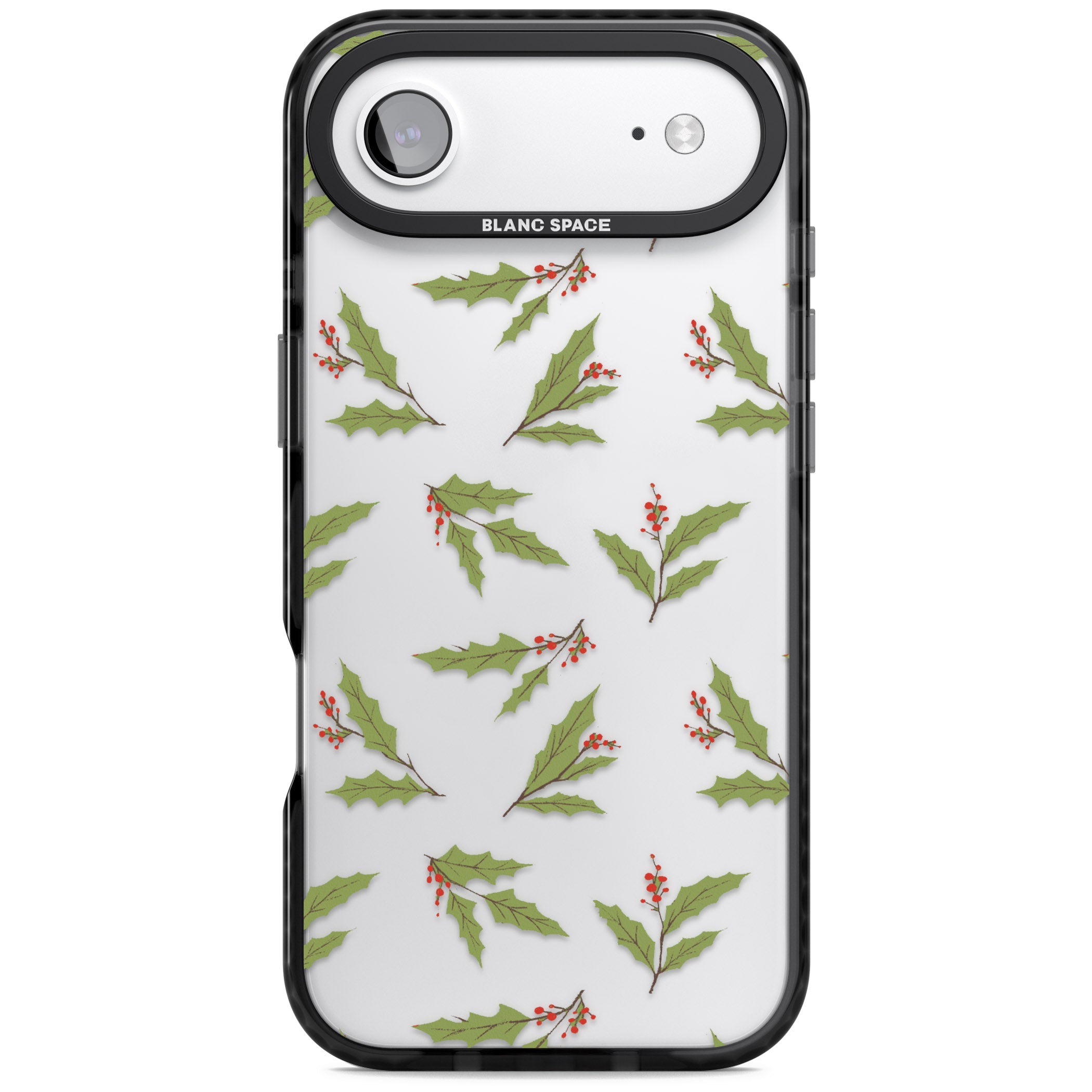 Christmas Holly Pattern iPhone 17 Air Impact Black Phone Case