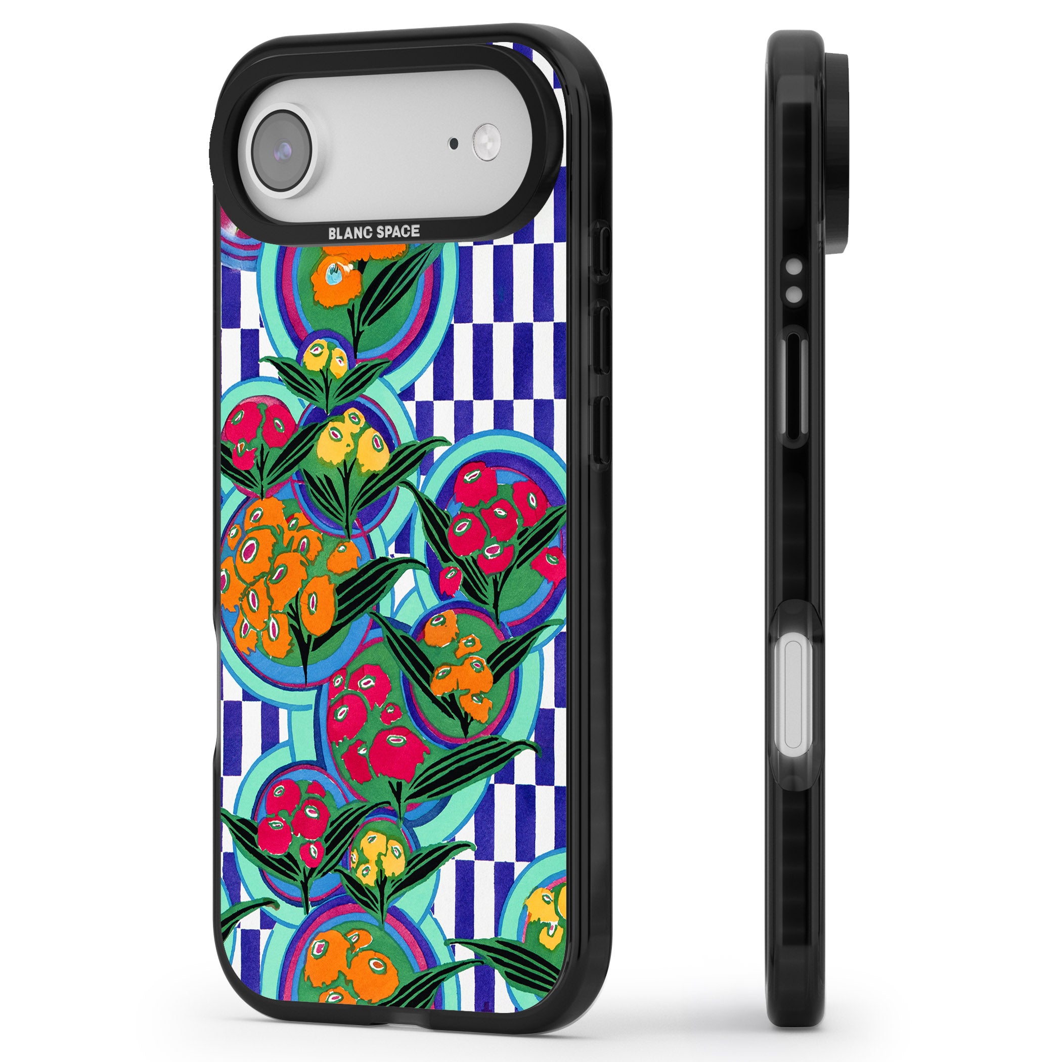 Vintage Fruit Plates iPhone 17 Air Impact Black Phone Case Side Profile