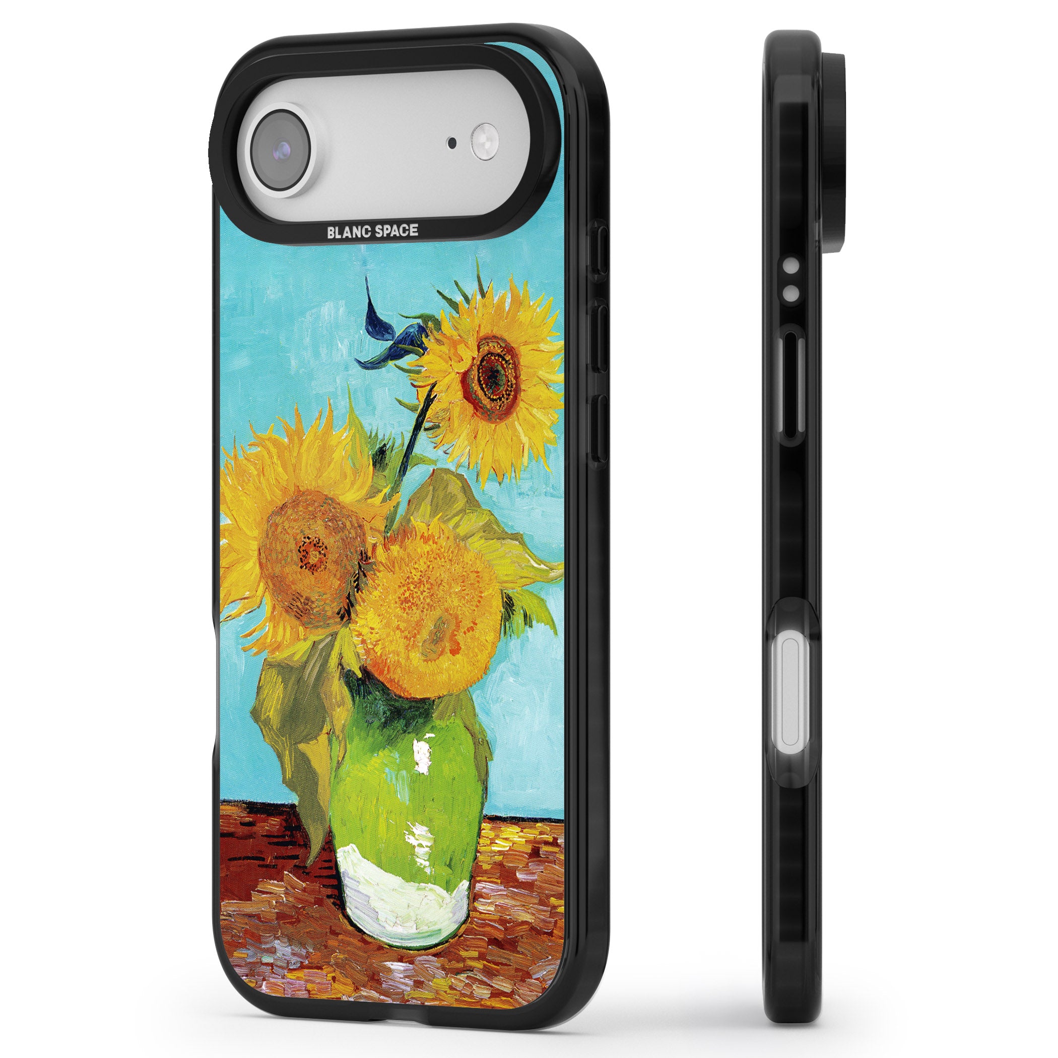 Vase With Three Sunflowers iPhone 17 Air Impact Black Phone Case Side Profile