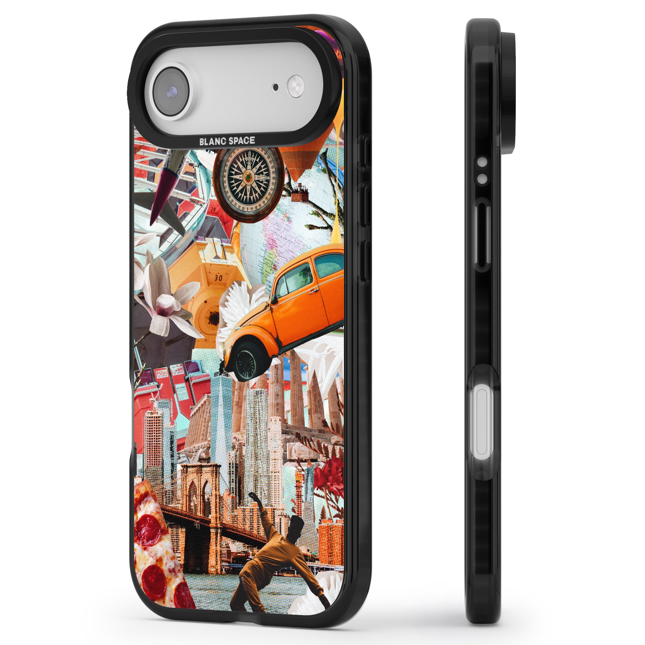 Bold New York Collage iPhone 17 Air Impact Black Phone Case Side Profile
