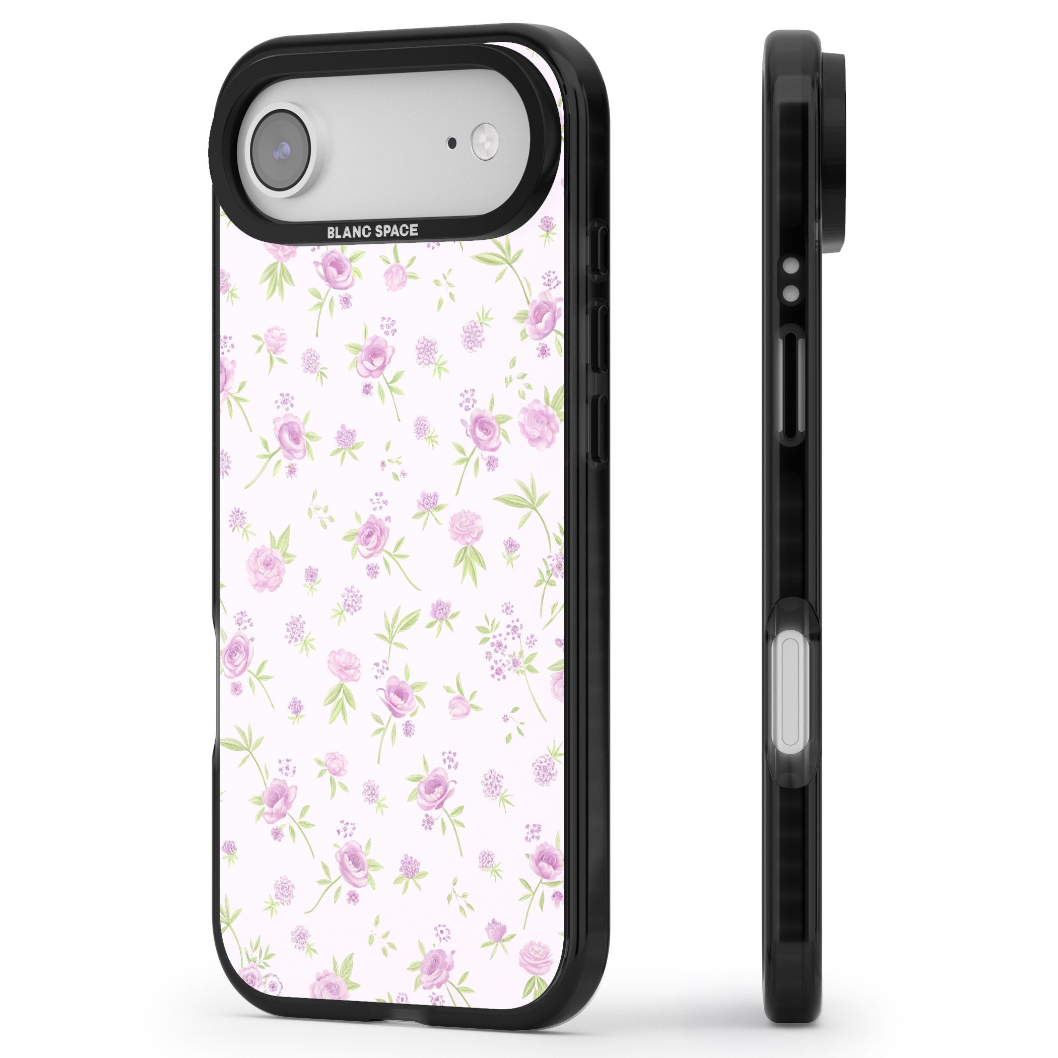 Pink Peonies iPhone 17 Air Impact Black Phone Case Side Profile