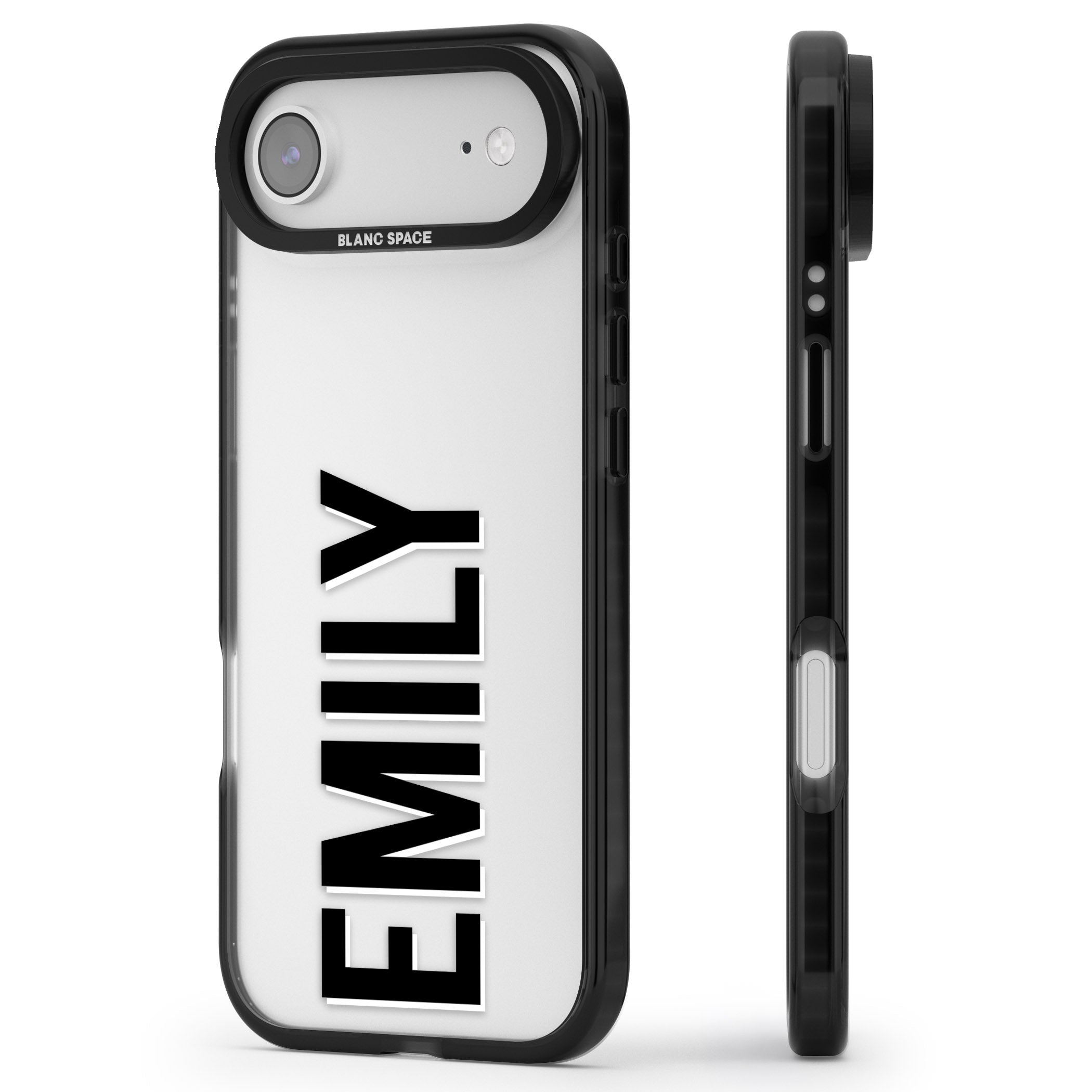 Personalised Vertical Name iPhone 17 Air Impact Black Phone Case Side Profile