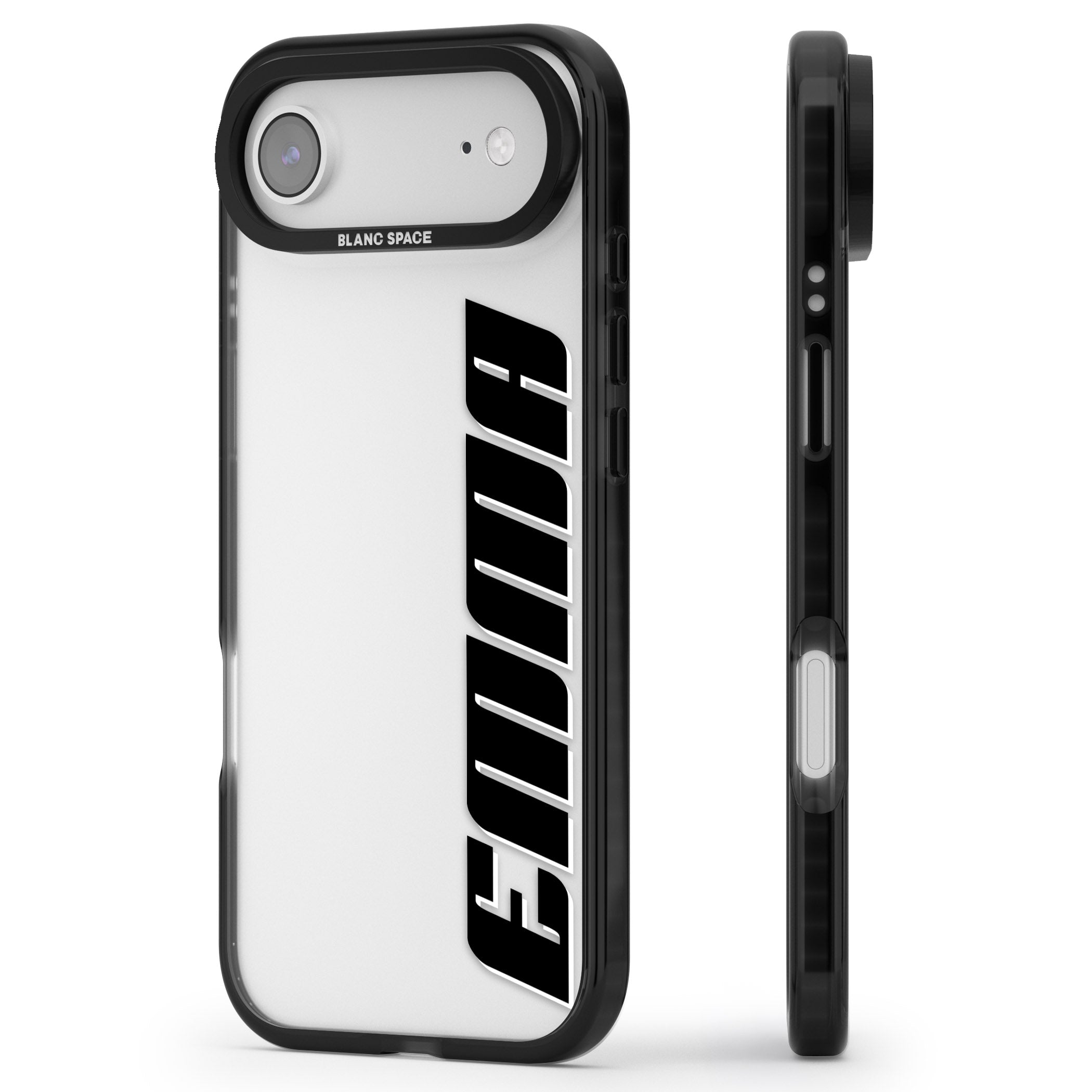 Personalised Vertical Bold Name iPhone 17 Air Impact Black Phone Case Side Profile