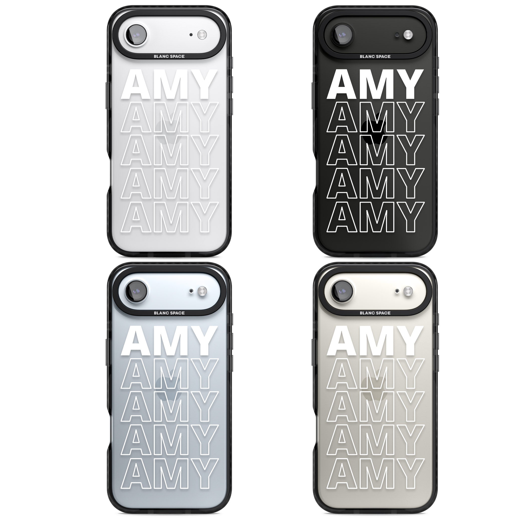 Personalised Bold Name Repeated iPhone 17 Air Impact Black Phone Case APT Impact Protection