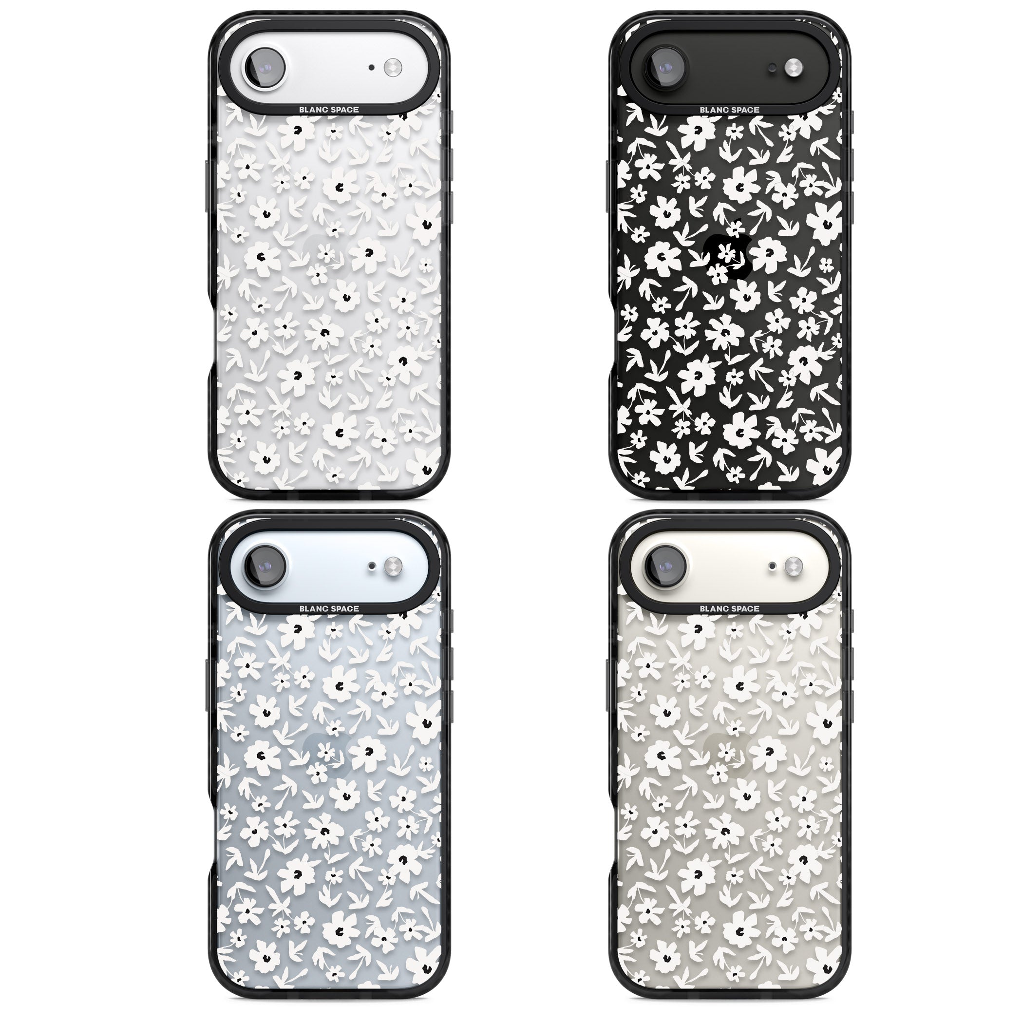 Monochrome Floral iPhone 17 Air Impact Black Phone Case APT Impact Protection