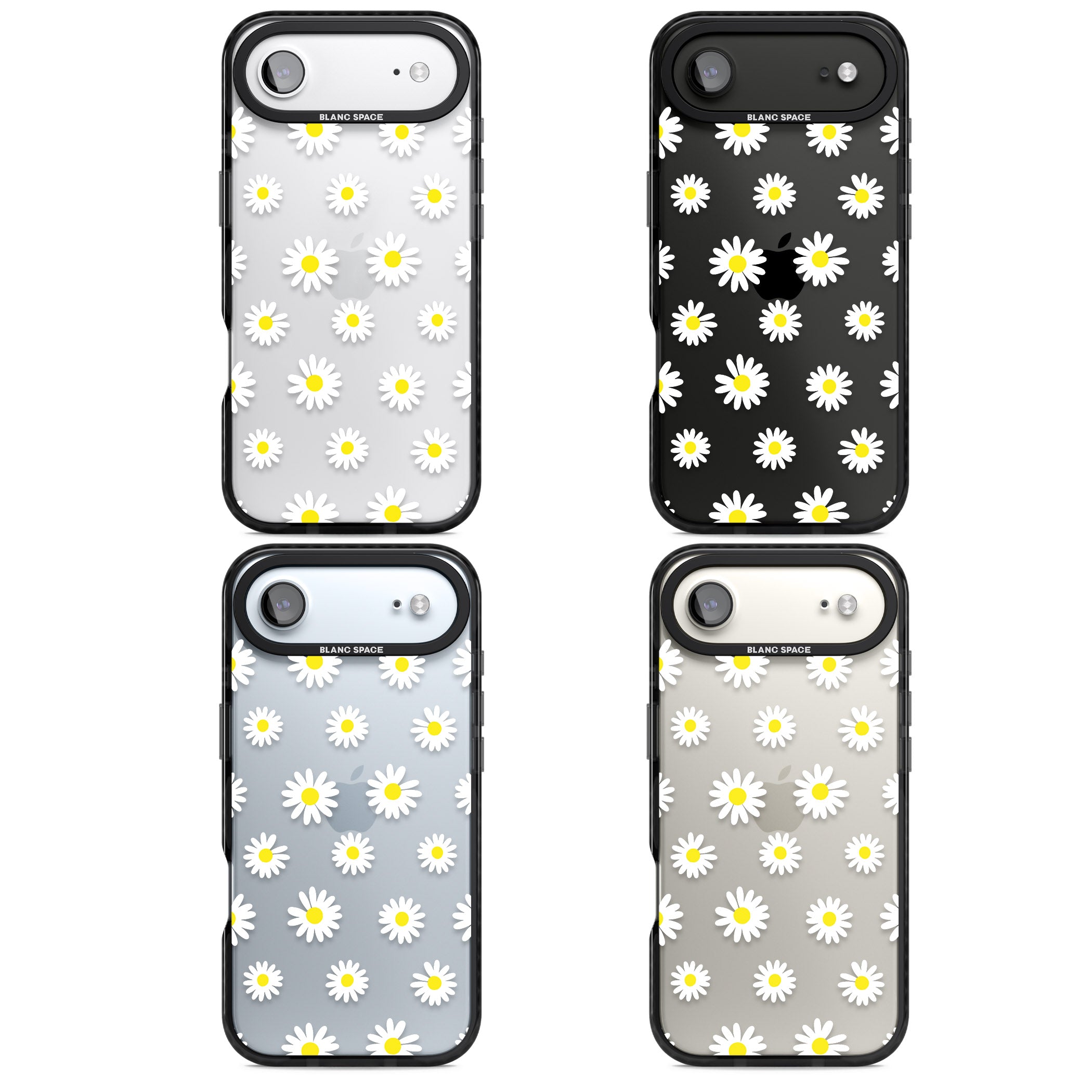 Personalised White Daisy Pattern iPhone 17 Air Impact Black Phone Case APT Impact Protection