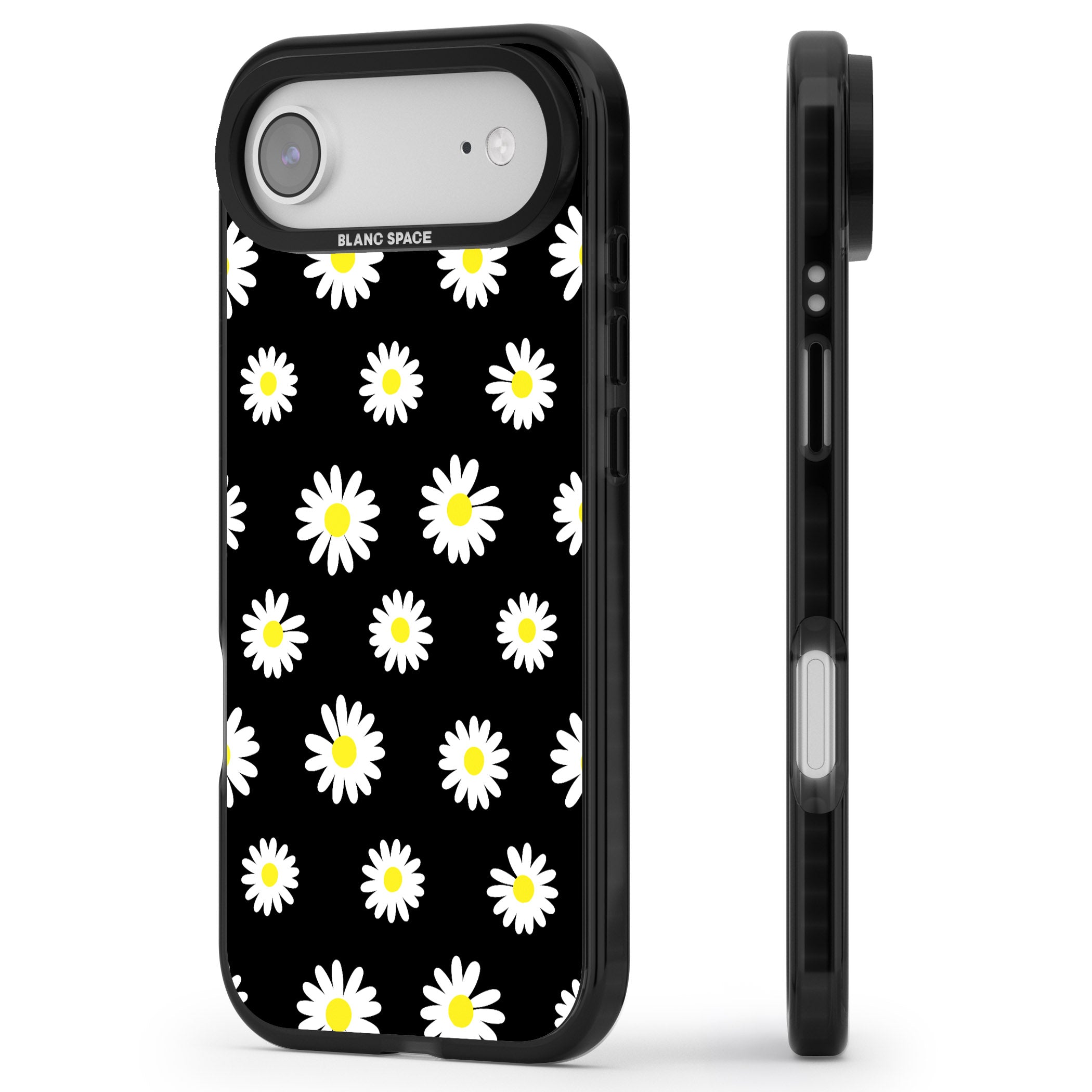 Personalised Chic Daisy Pattern iPhone 17 Air Impact Black Phone Case Side Profile