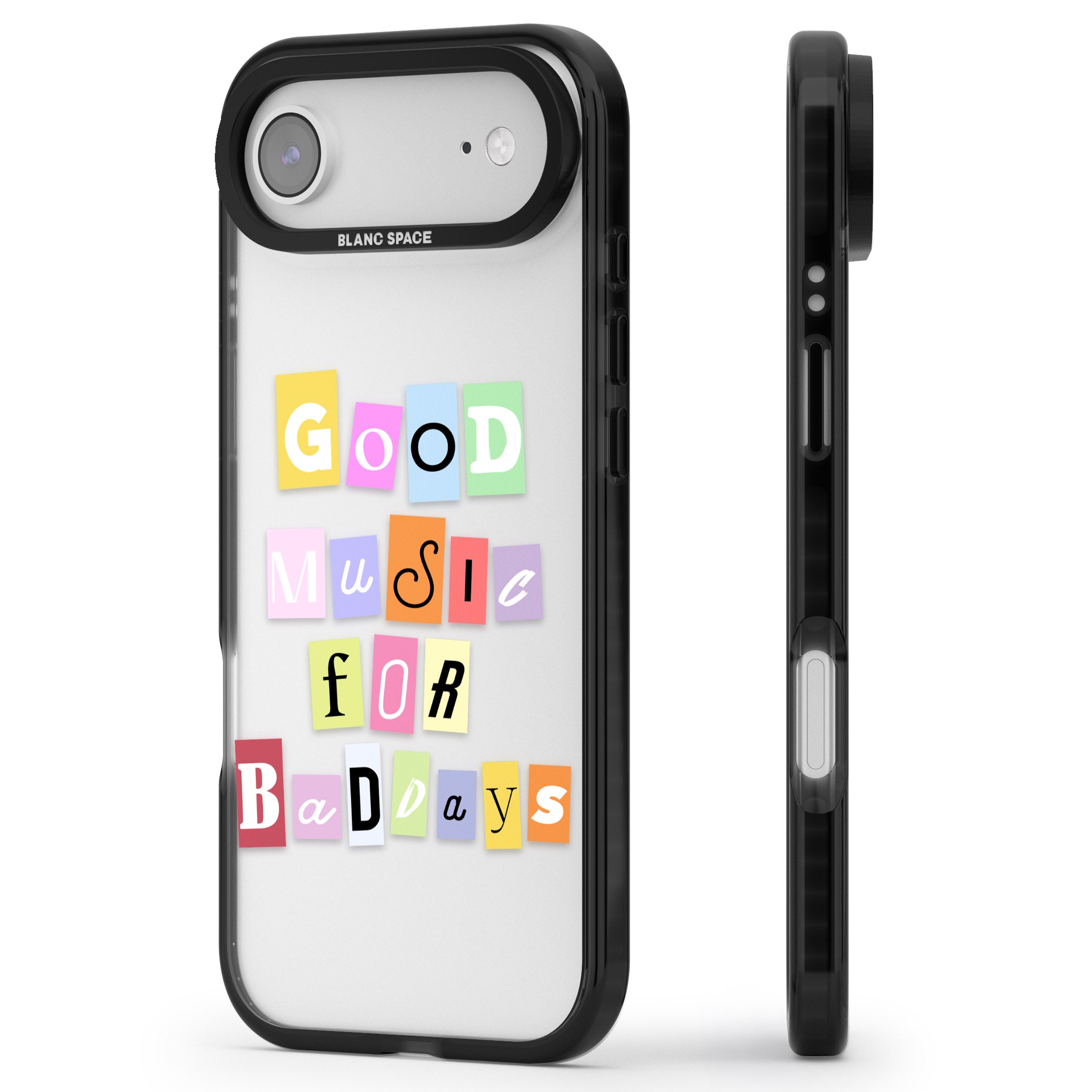 Good Music For Bad Days iPhone 17 Air Impact Black Phone Case Side Profile