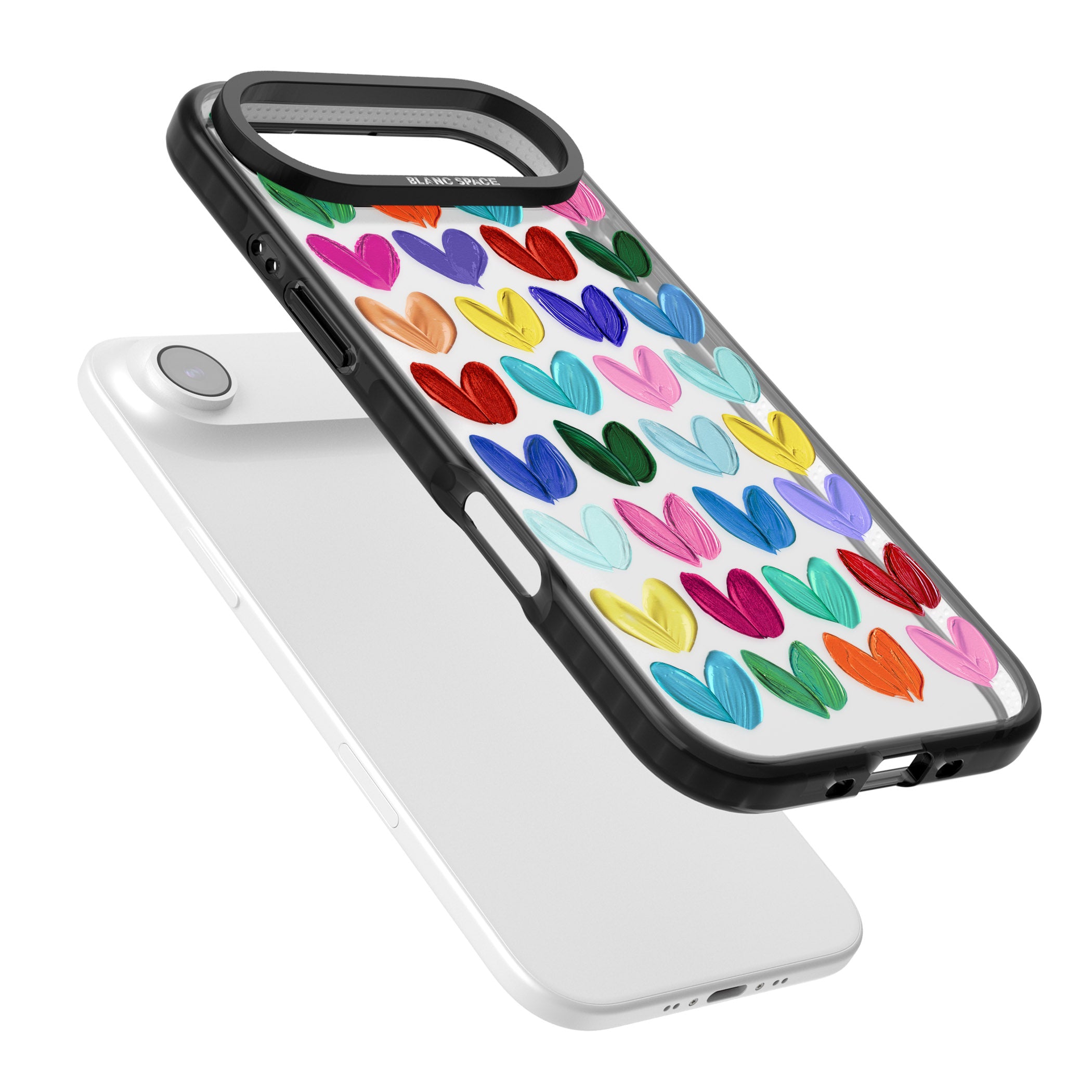 Oil Painted Hearts iPhone 17 Air Impact Black Phone Case Colours