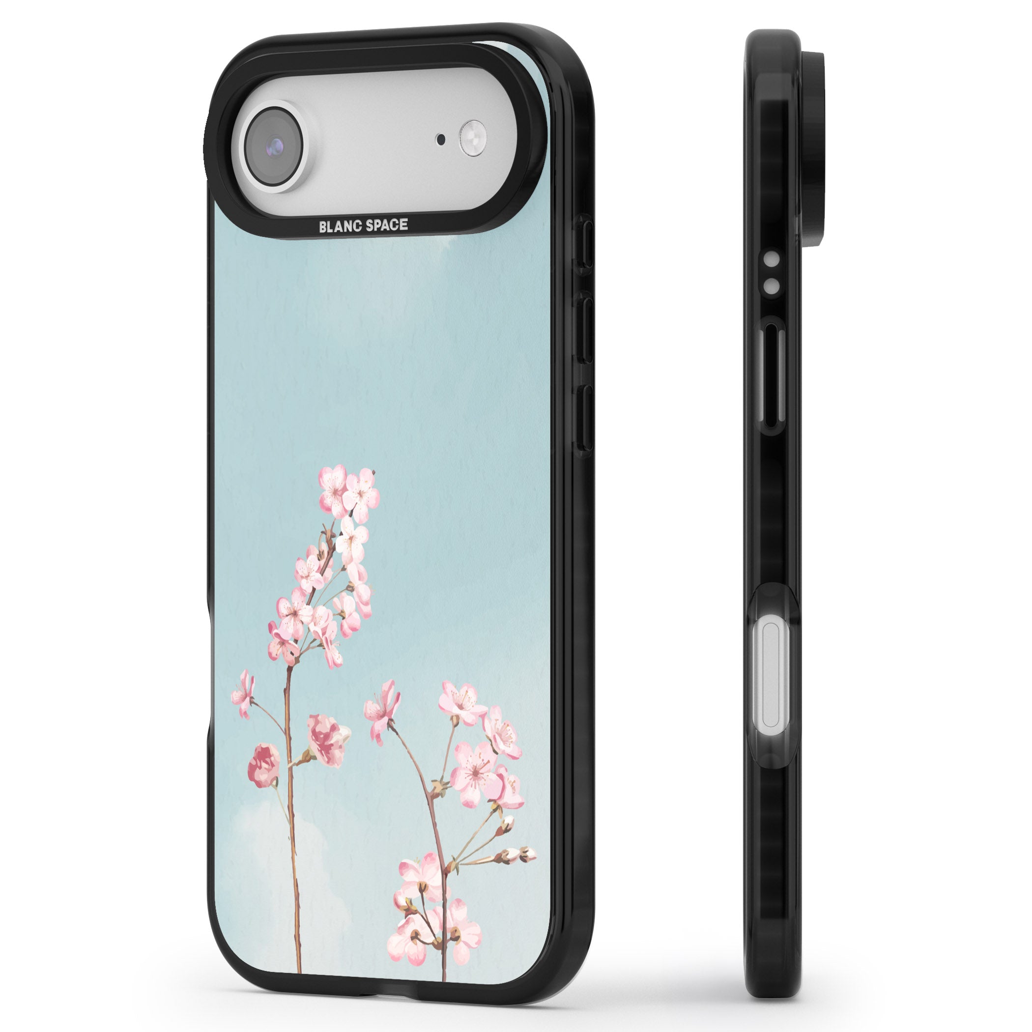 Blossom Flower Sky iPhone 17 Air Impact Black Phone Case Side Profile