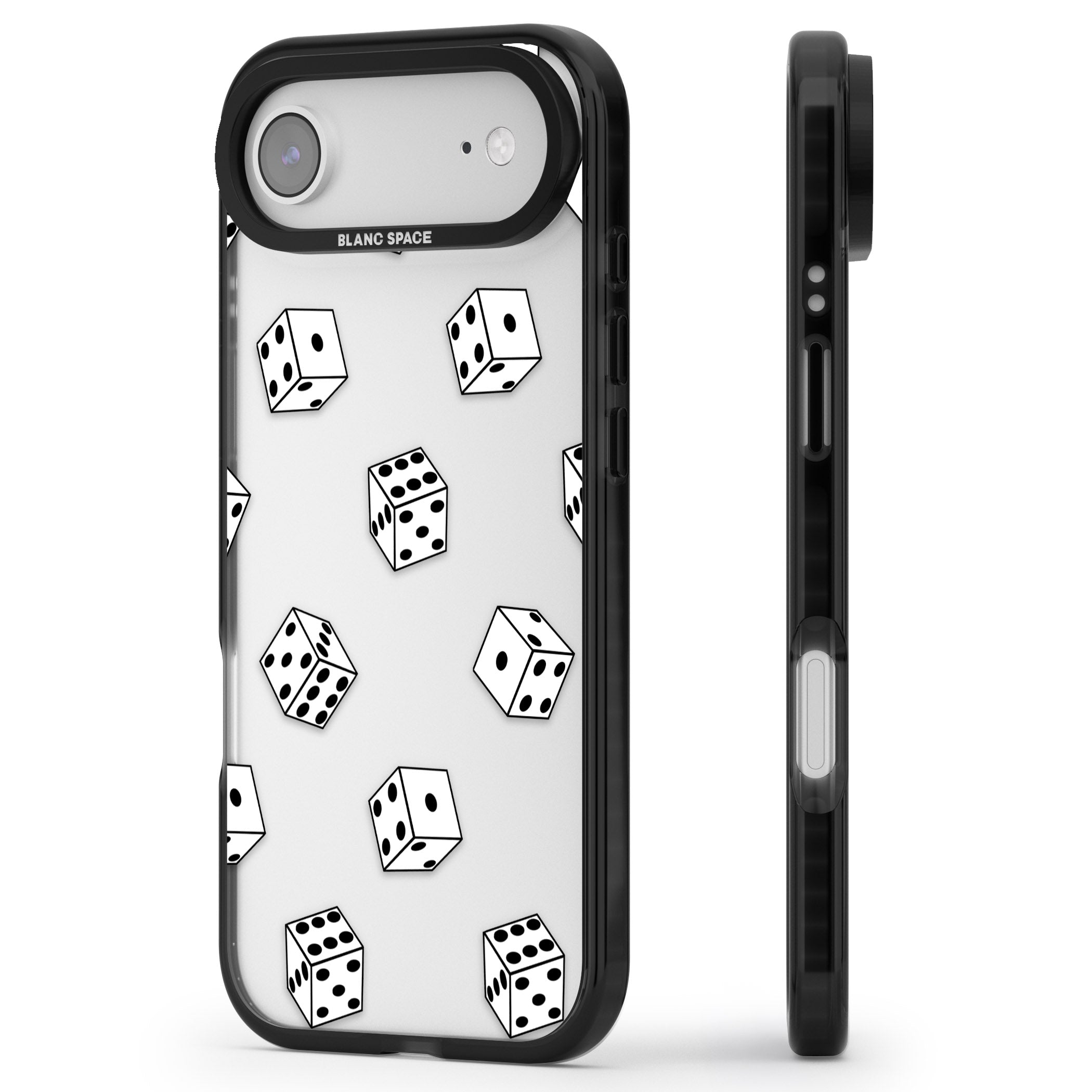Clear Dice Pattern iPhone 17 Air Impact Black Phone Case Side Profile