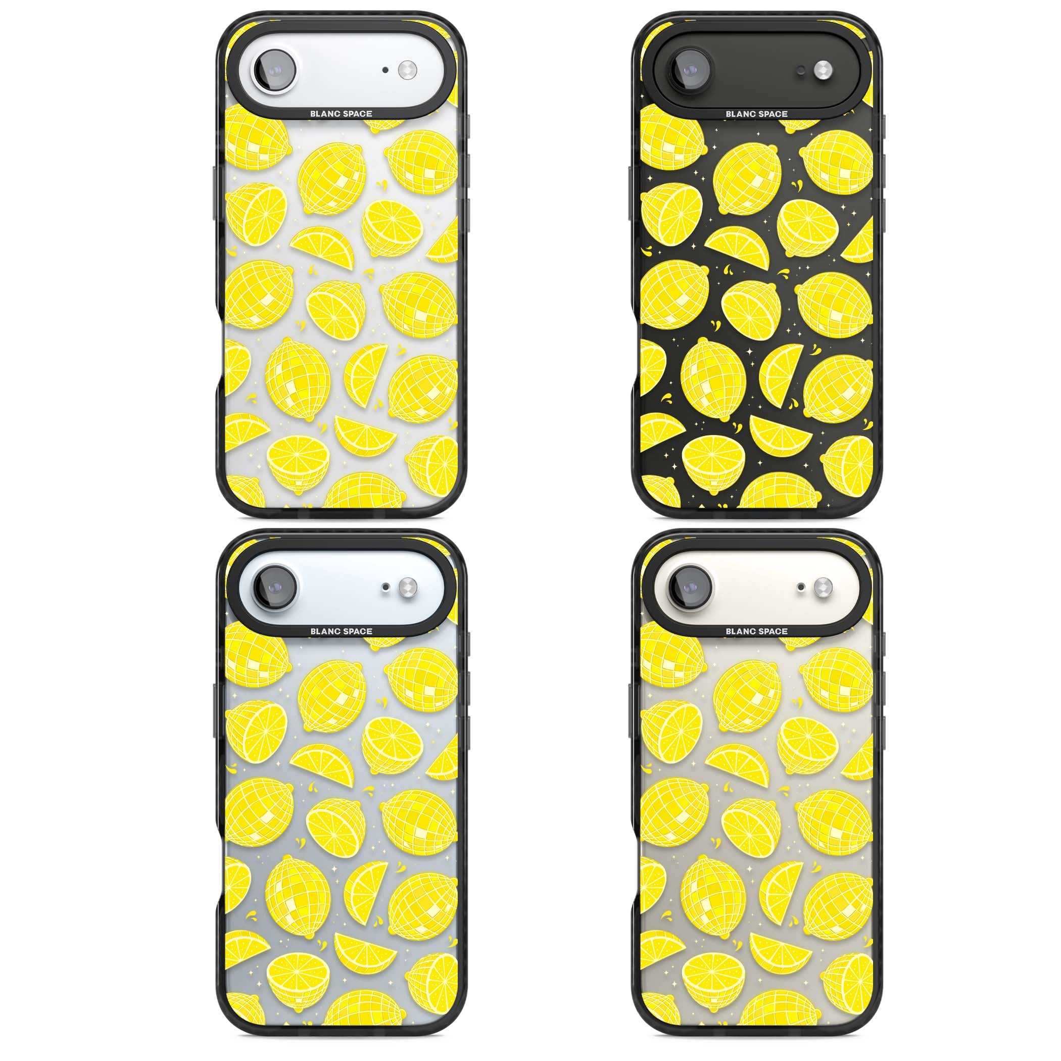 Disco Lemons citrus iPhone case featuring mirrorball lemons, sliced fruit and sparkle accents | Clear Impact case for iPhone Air