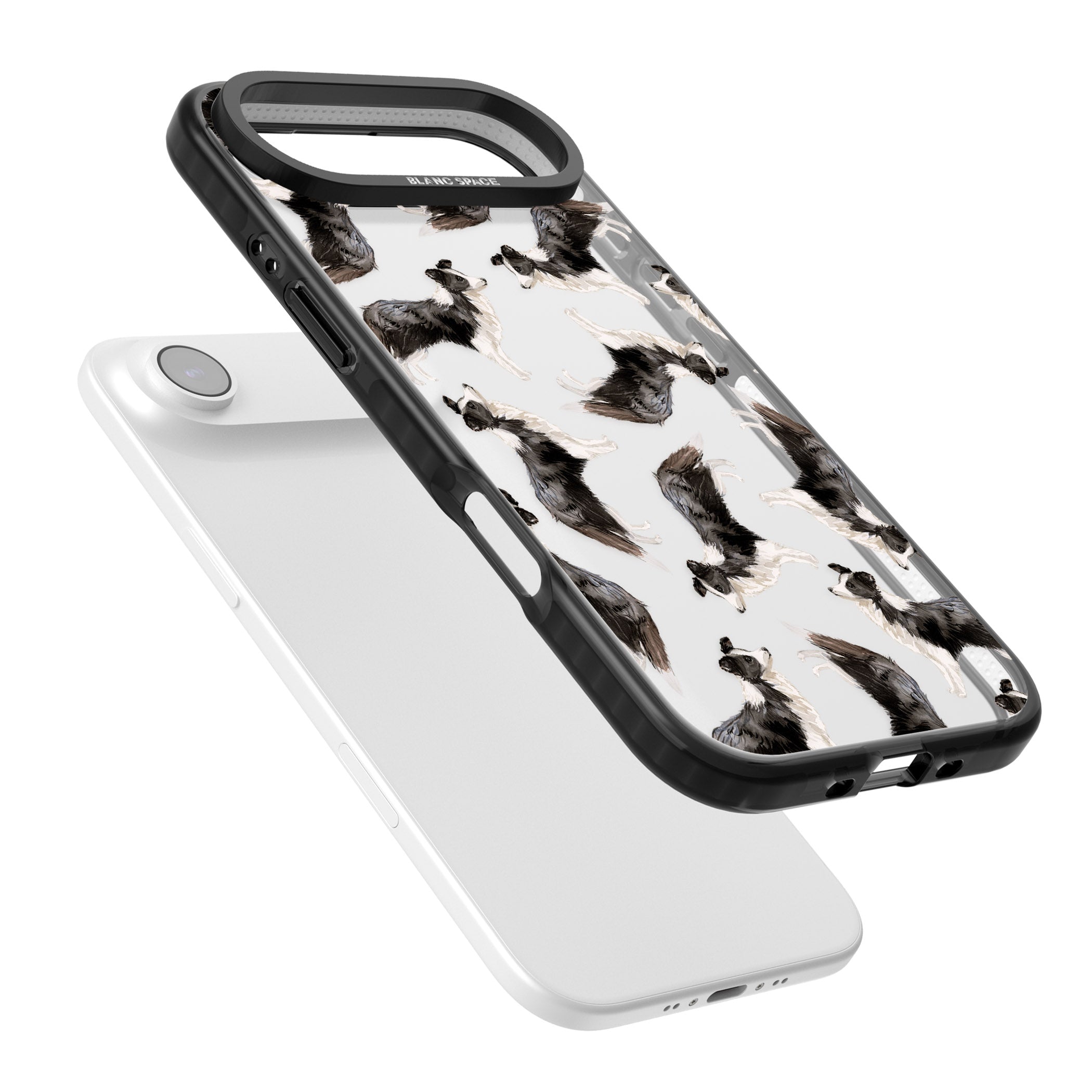 Border Collie Pattern Watercolour iPhone 17 Air Impact Black Phone Case Colours