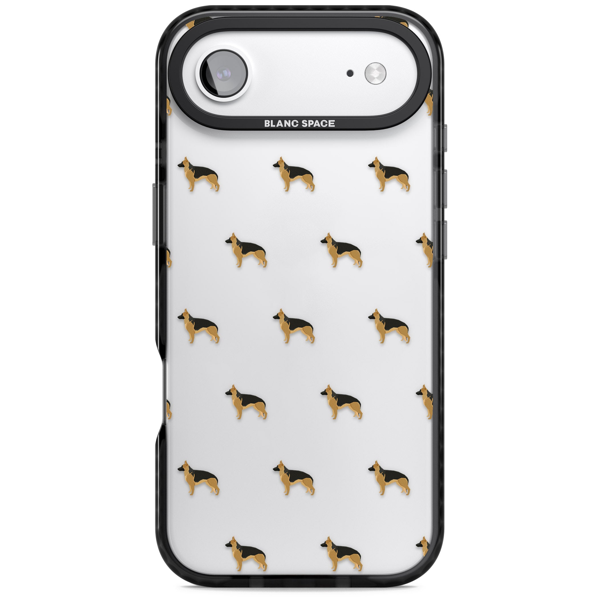 German Shepherd Pattern Clear iPhone 17 Air Impact Black Phone Case