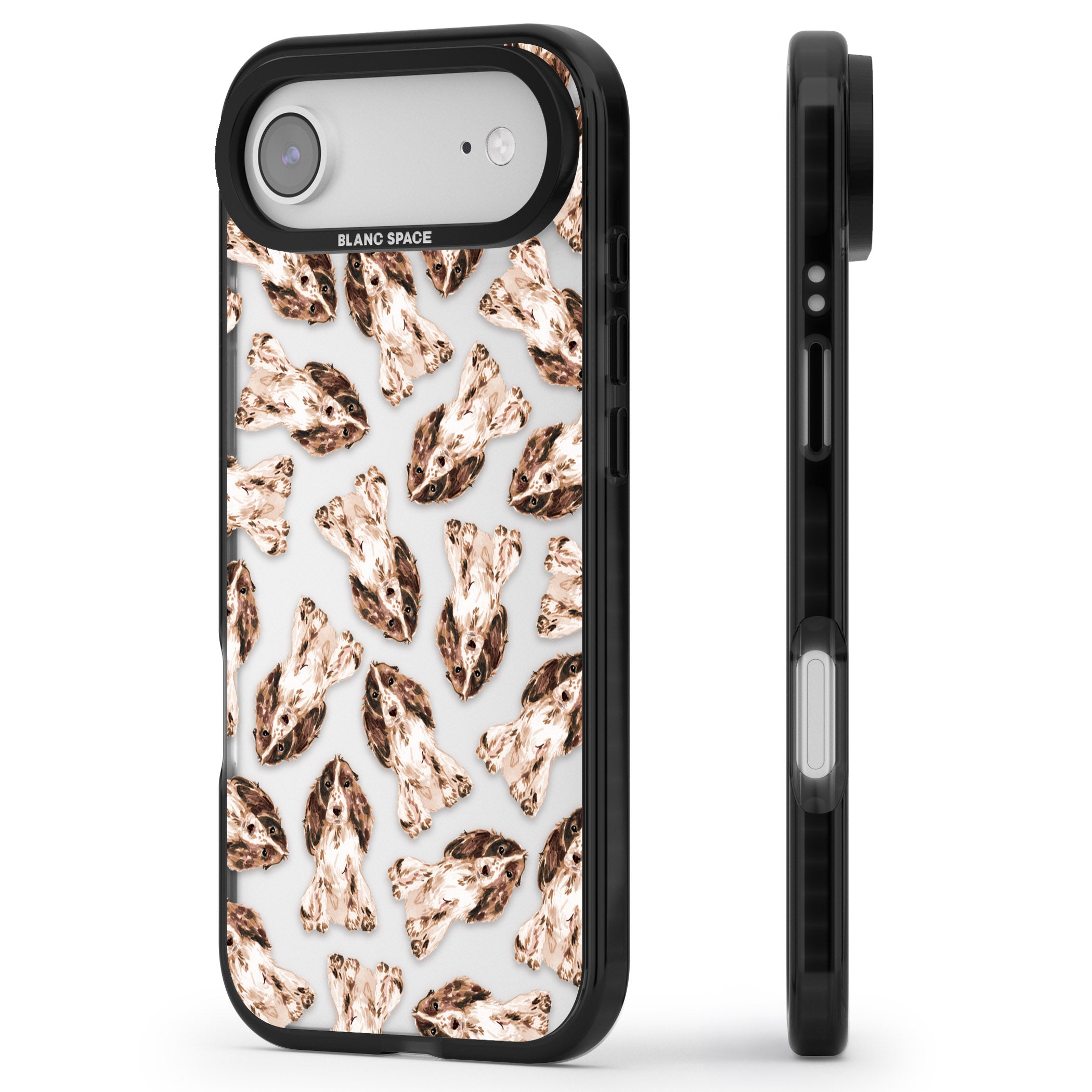 Cocker Spaniel (Brown) Watercolour Dog Pattern iPhone 17 Air Impact Black Phone Case Side Profile