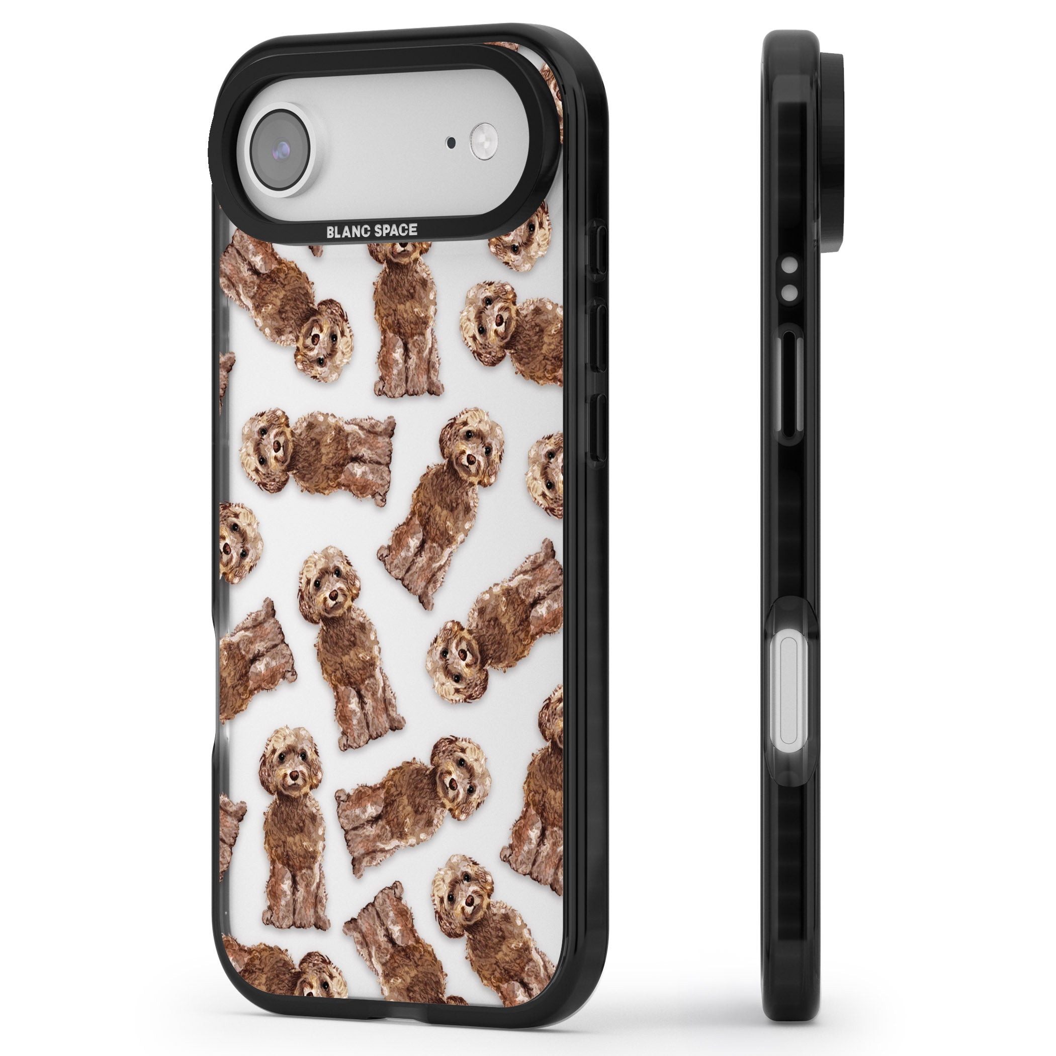 Brown Dog Pattern iPhone 17 Air Impact Black Phone Case Side Profile