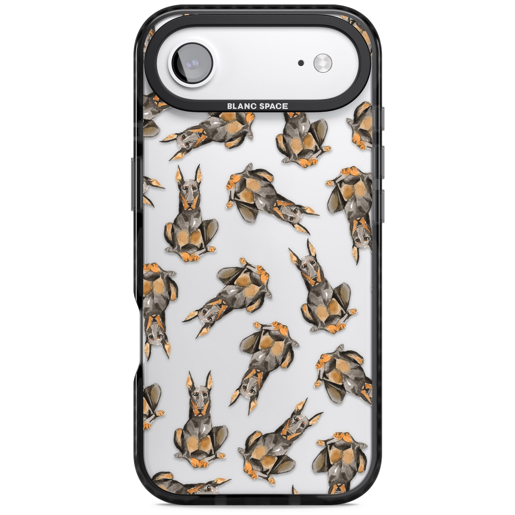 Doberman Watercolor Dog iPhone 17 Air Impact Black Phone Case