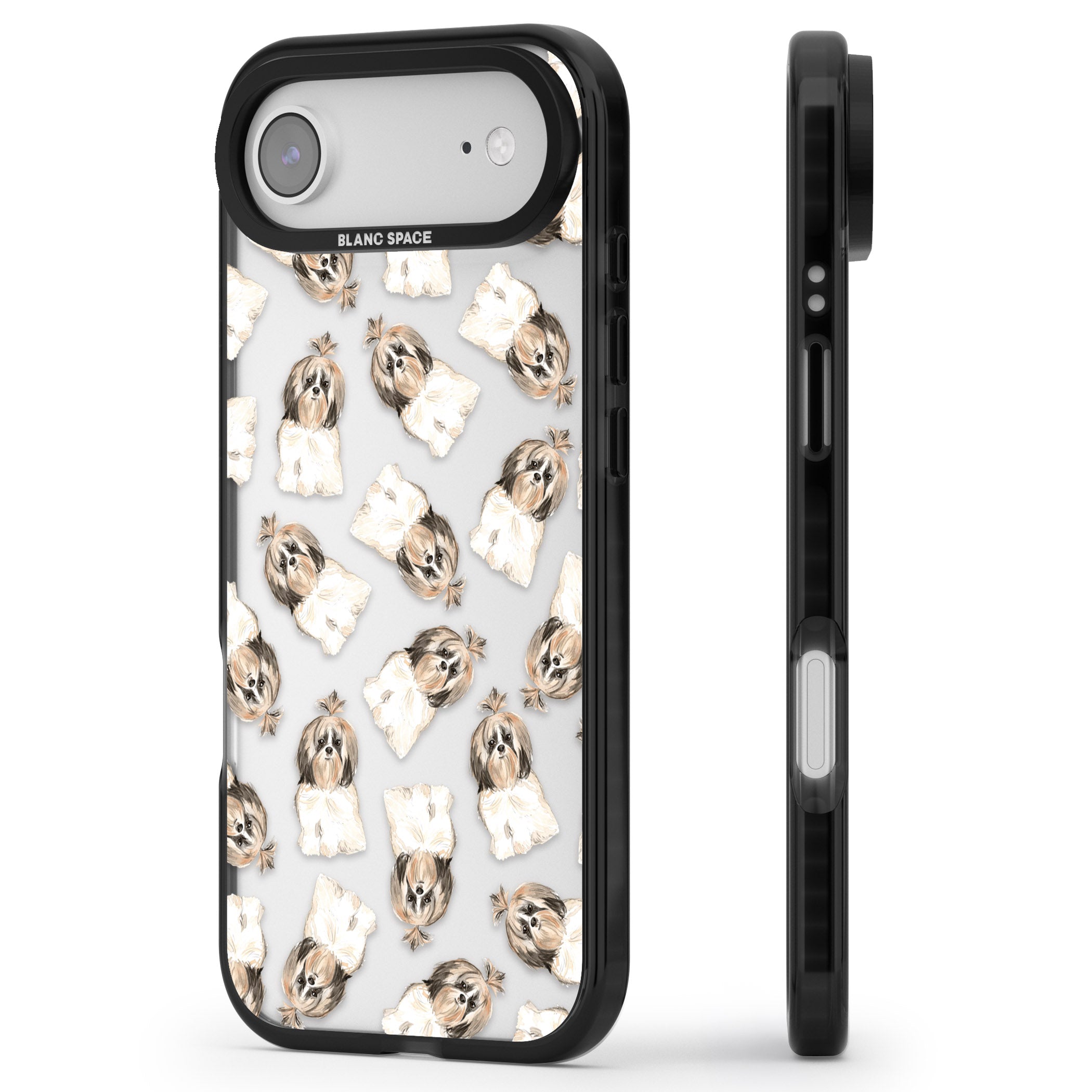 Shih Tzu Pattern Long Hair iPhone 17 Air Impact Black Phone Case Side Profile