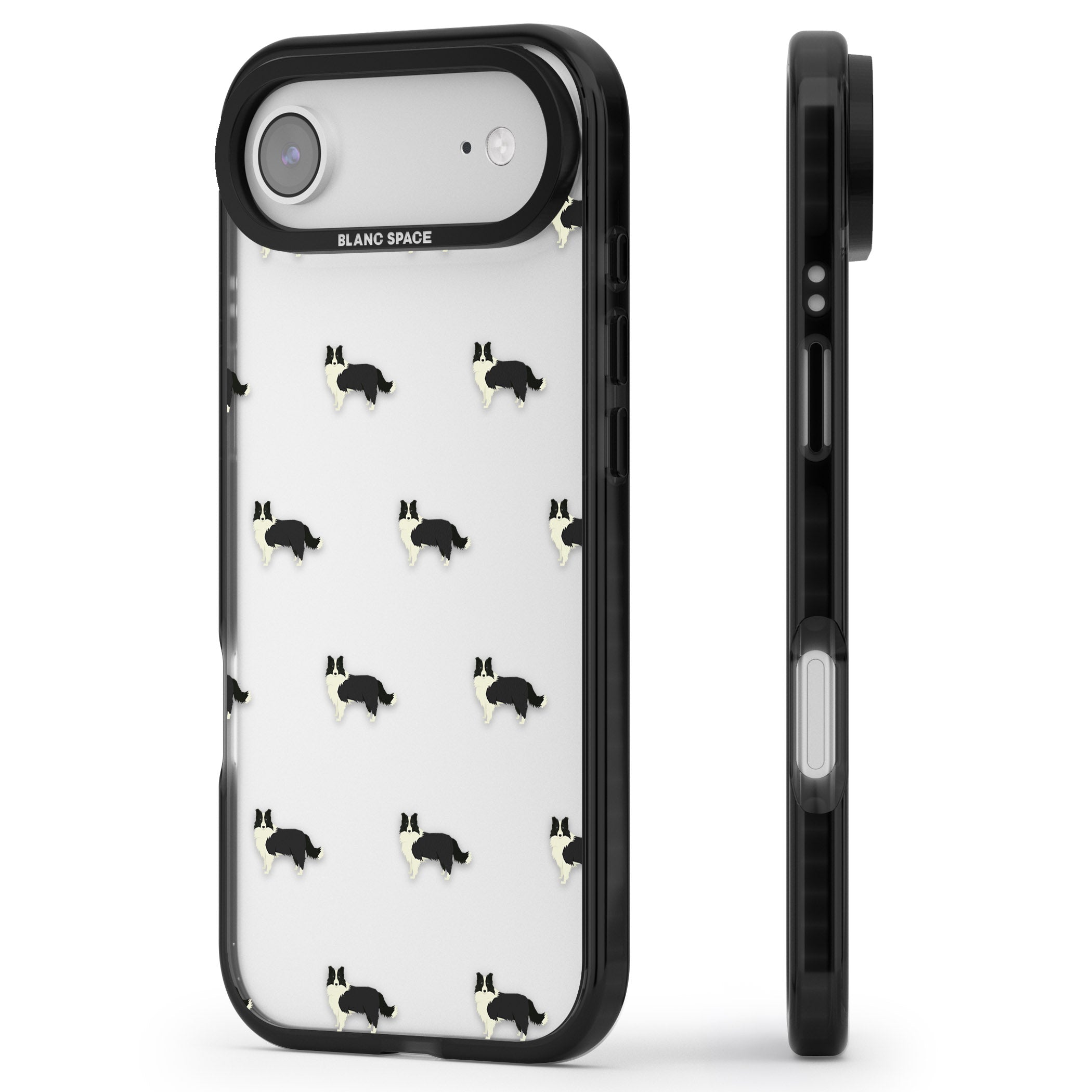 Border Collie Pattern Clear iPhone 17 Air Impact Black Phone Case Side Profile