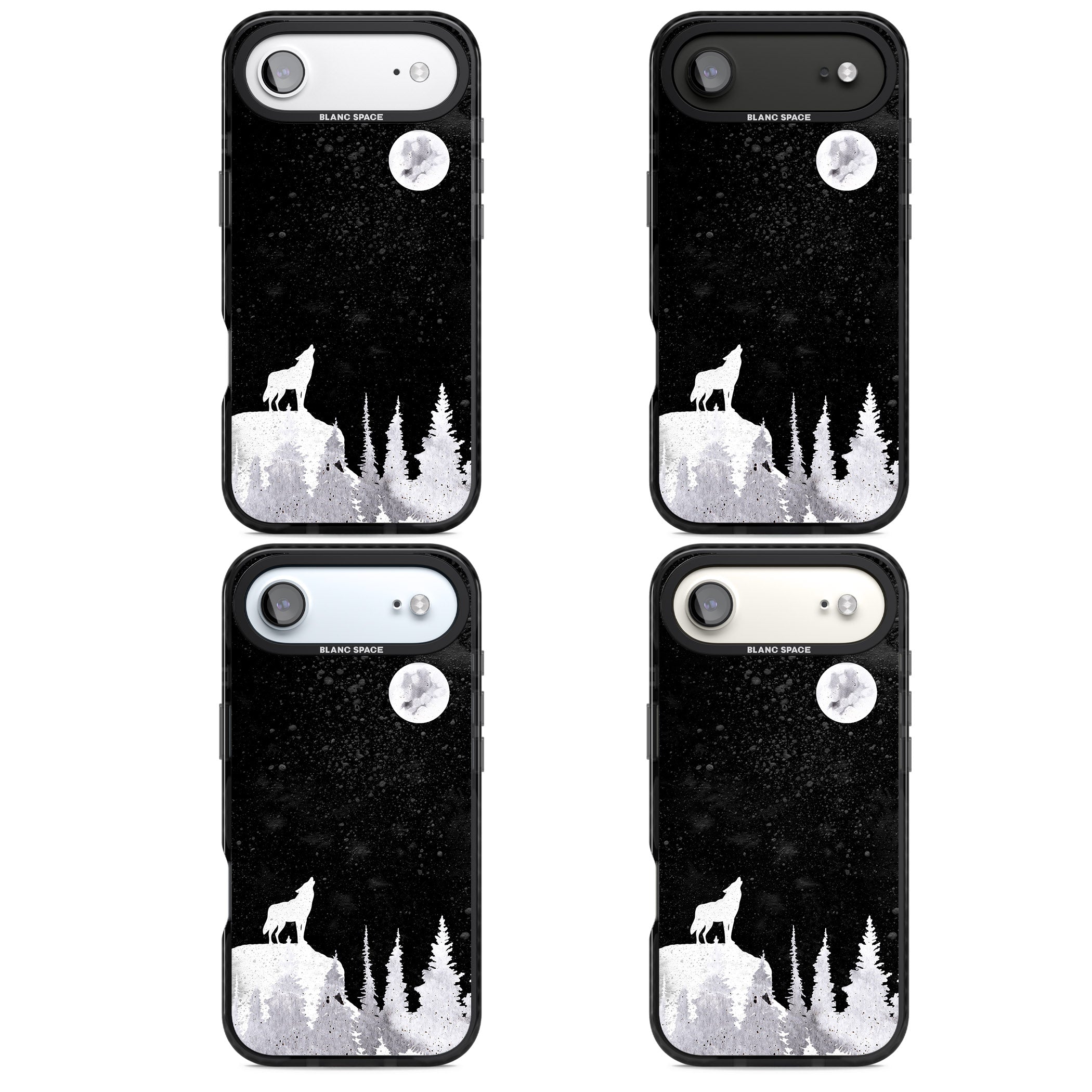 Moon Phases: Wolf & Full Moon iPhone 17 Air Impact Black Phone Case APT Impact Protection