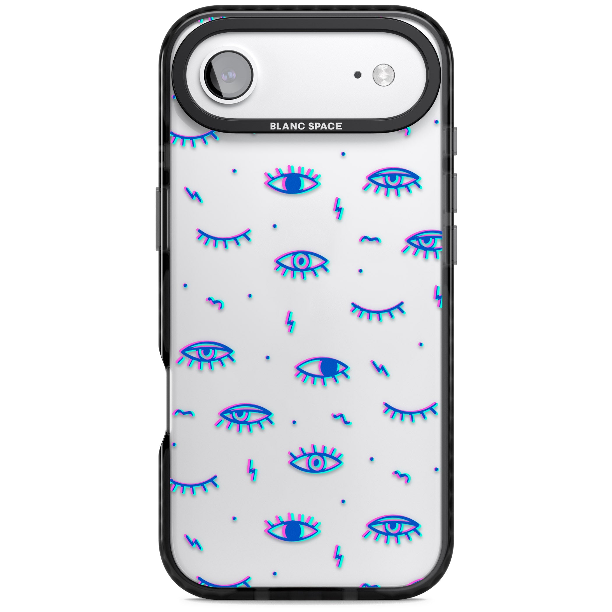 Duotone Psychedelic Eyes iPhone 17 Air Impact Black Phone Case