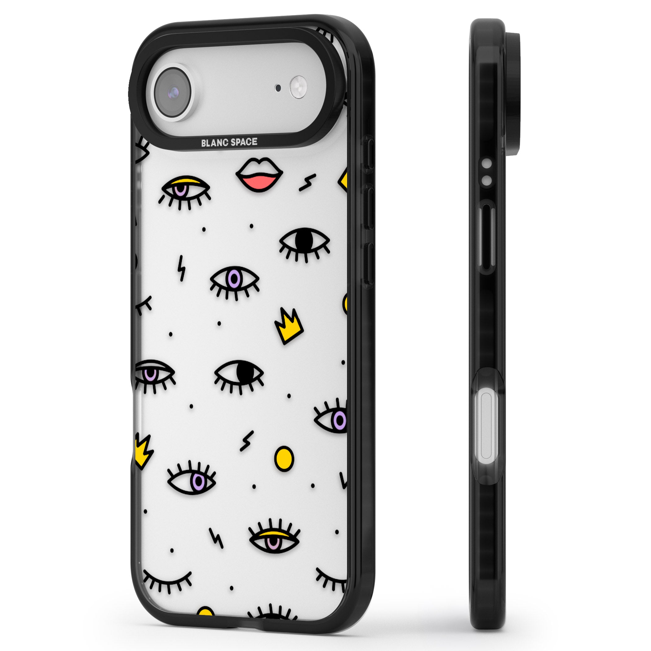 Eyes & Lips Icons iPhone 17 Air Impact Black Phone Case Side Profile