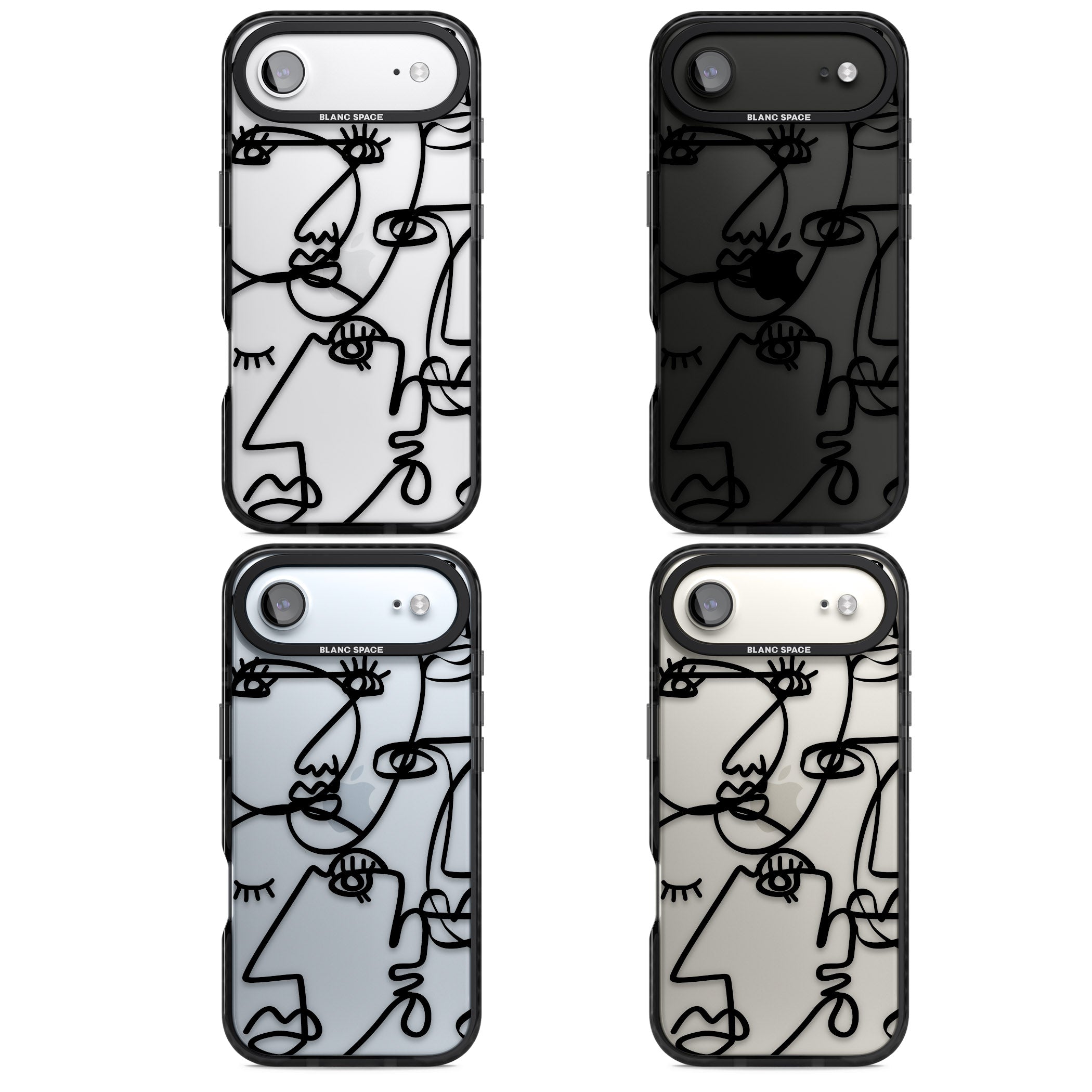 Abstract Line Art Black Clear iPhone 17 Air Impact Black Phone Case APT Impact Protection