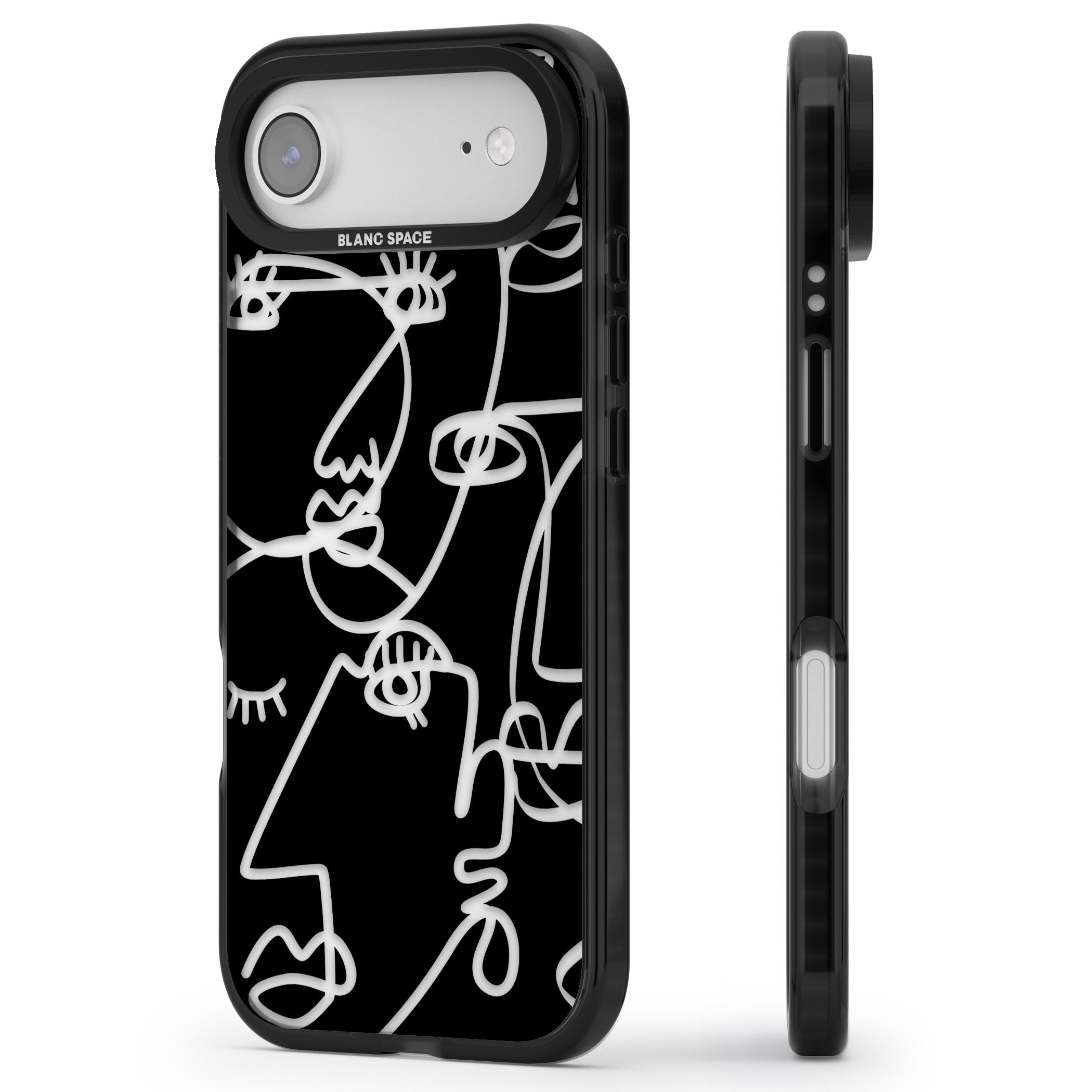 Abstract Line Art Clear Black iPhone 17 Air Impact Black Phone Case Side Profile