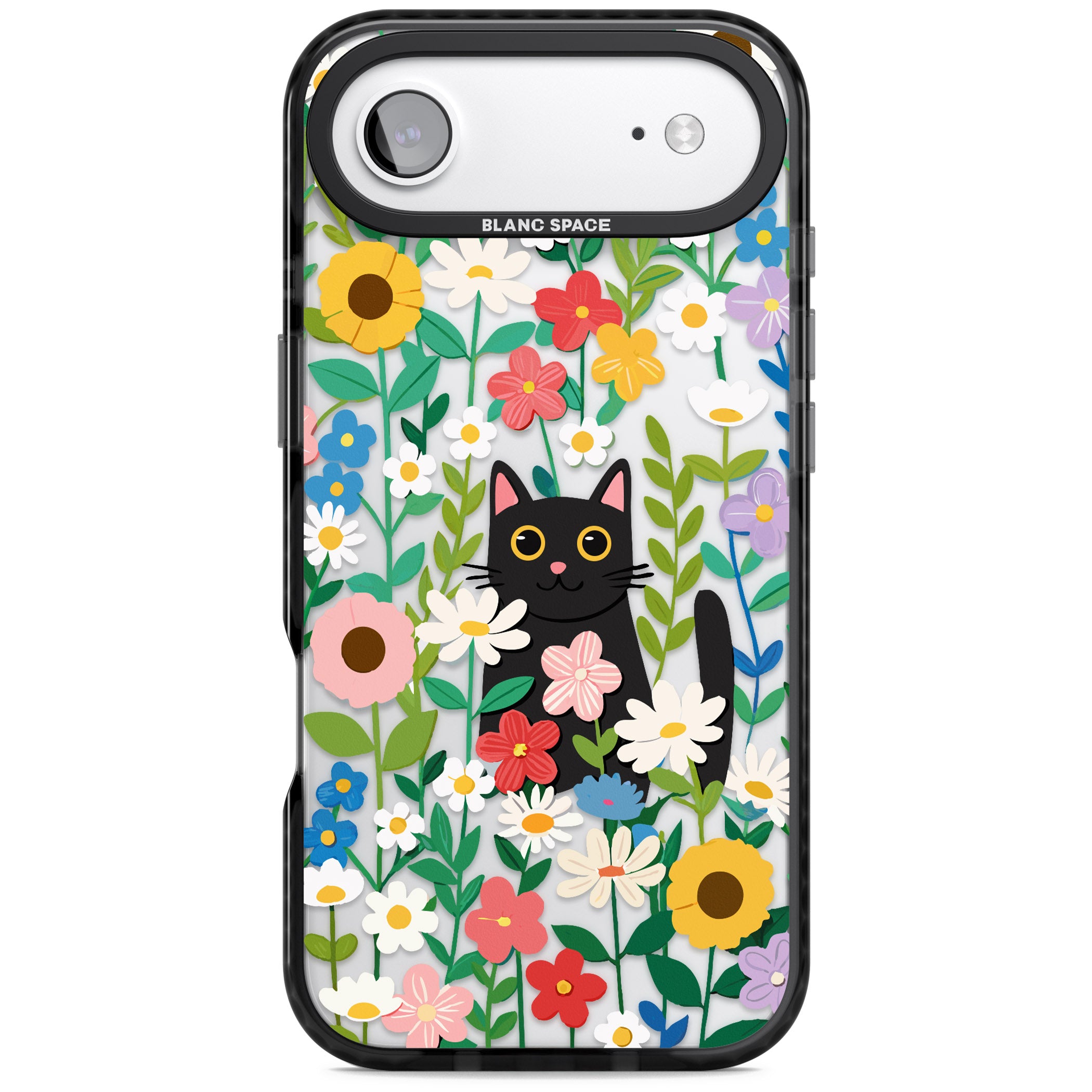 Whiskers & Wildflowers Cat iPhone 17 Air Impact Black Phone Case