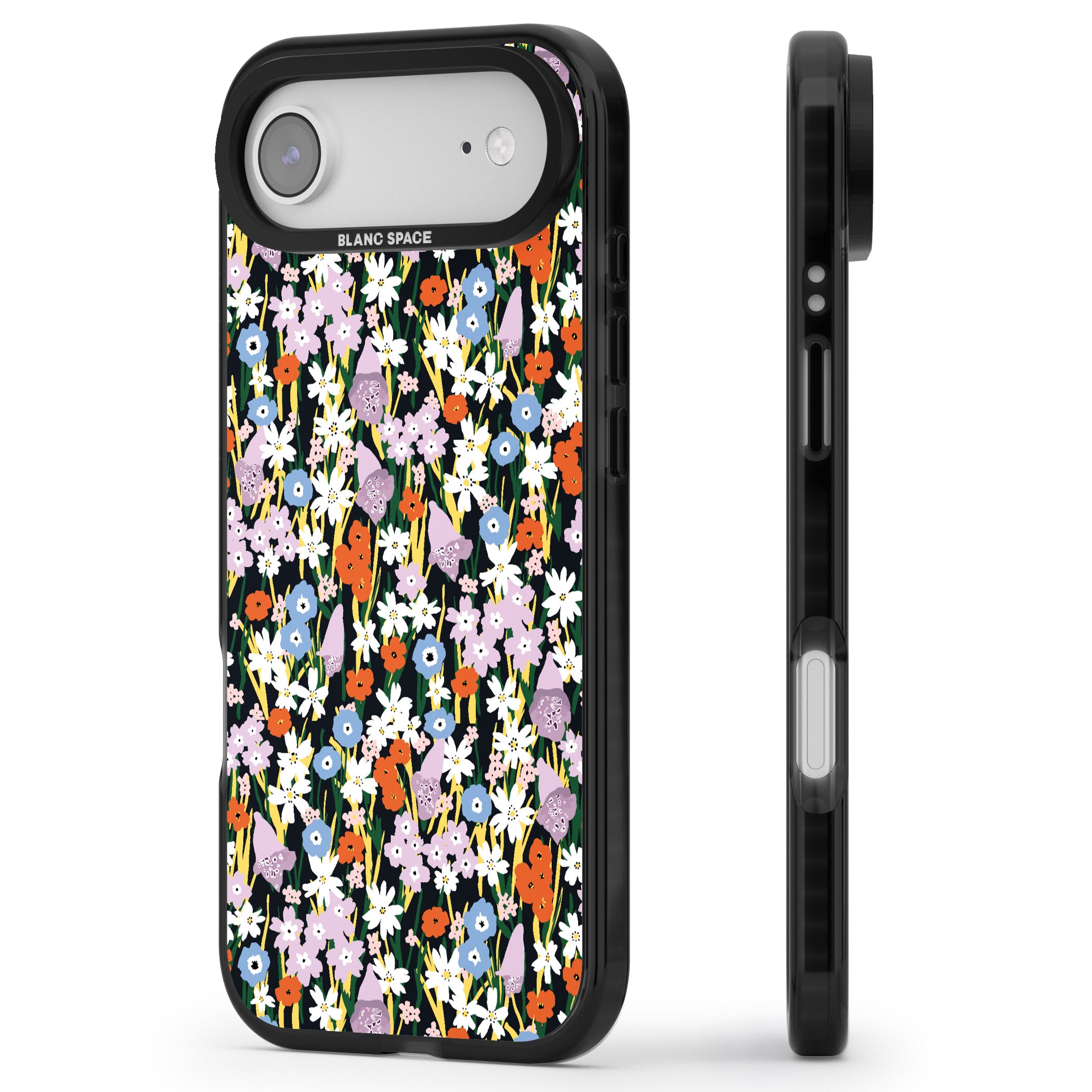 Energetic Floral Mix iPhone 17 Air Impact Black Phone Case Side Profile