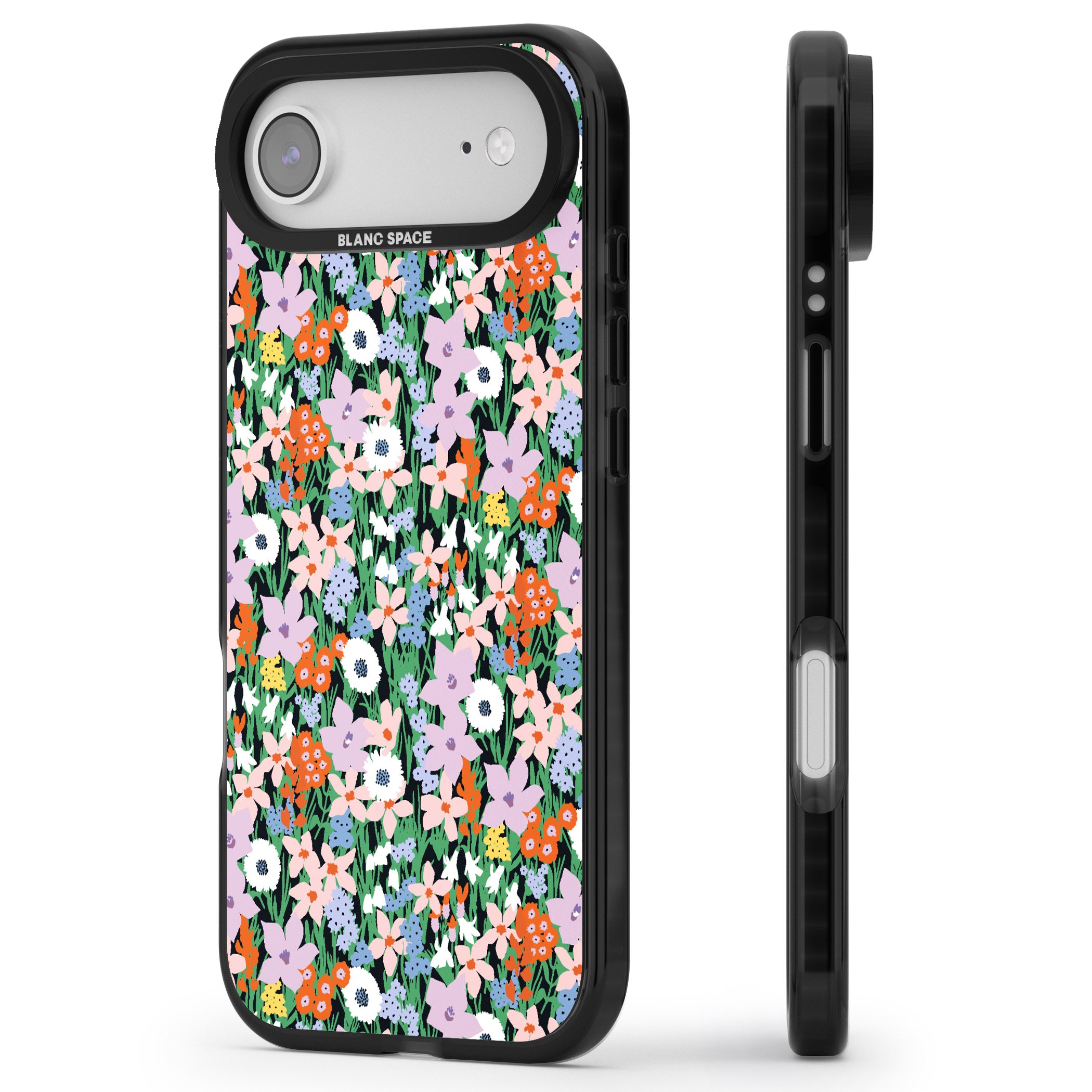 Jazzy Floral Mix iPhone 17 Air Impact Black Phone Case Side Profile