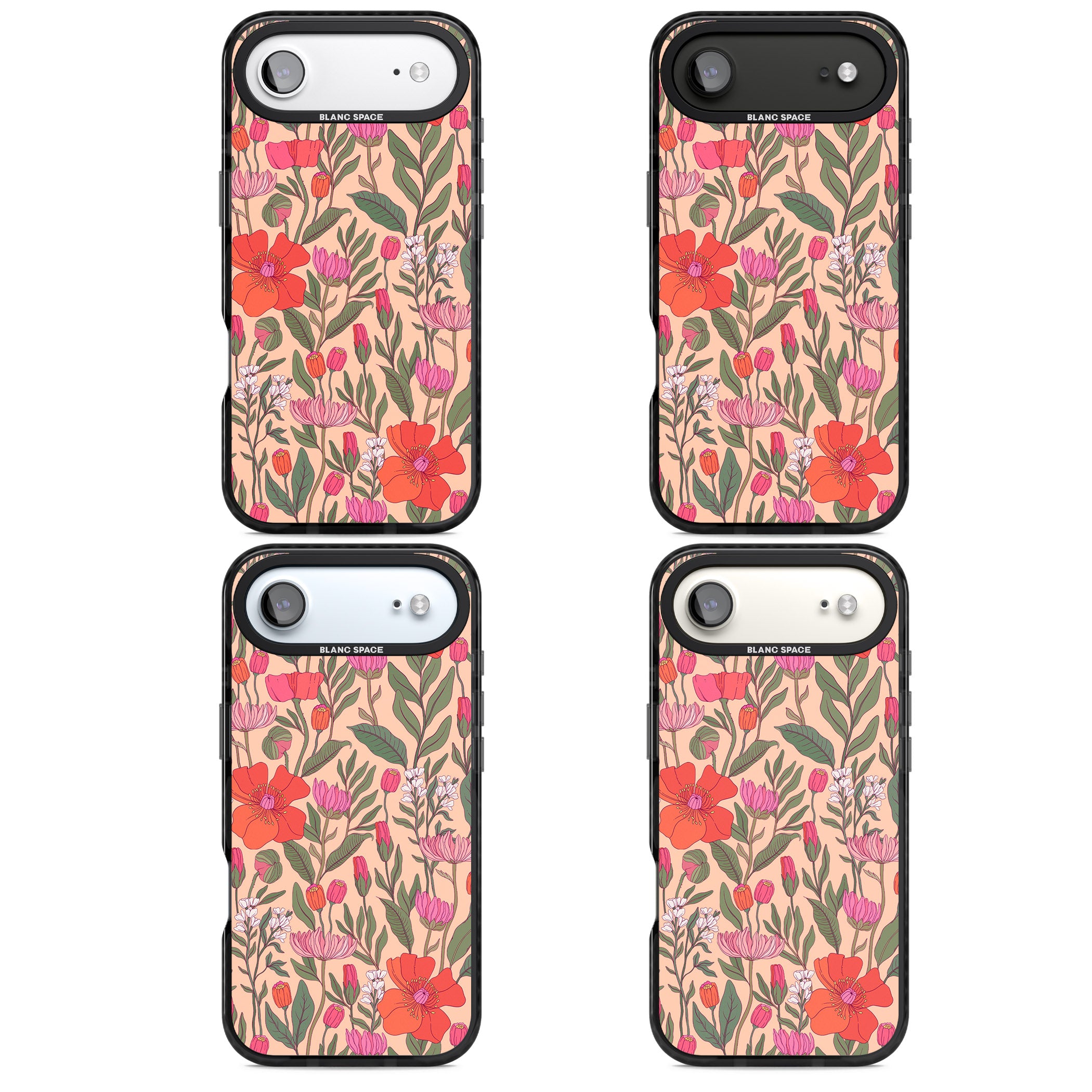Peachy Floral Background iPhone 17 Air Impact Black Phone Case APT Impact Protection